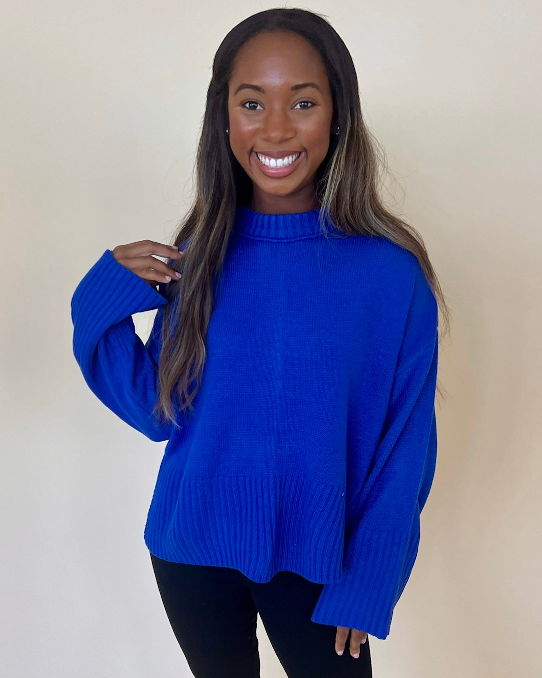 Just So You Royal Blue Knit Sweater-Shop-Womens-Boutique-Clothing