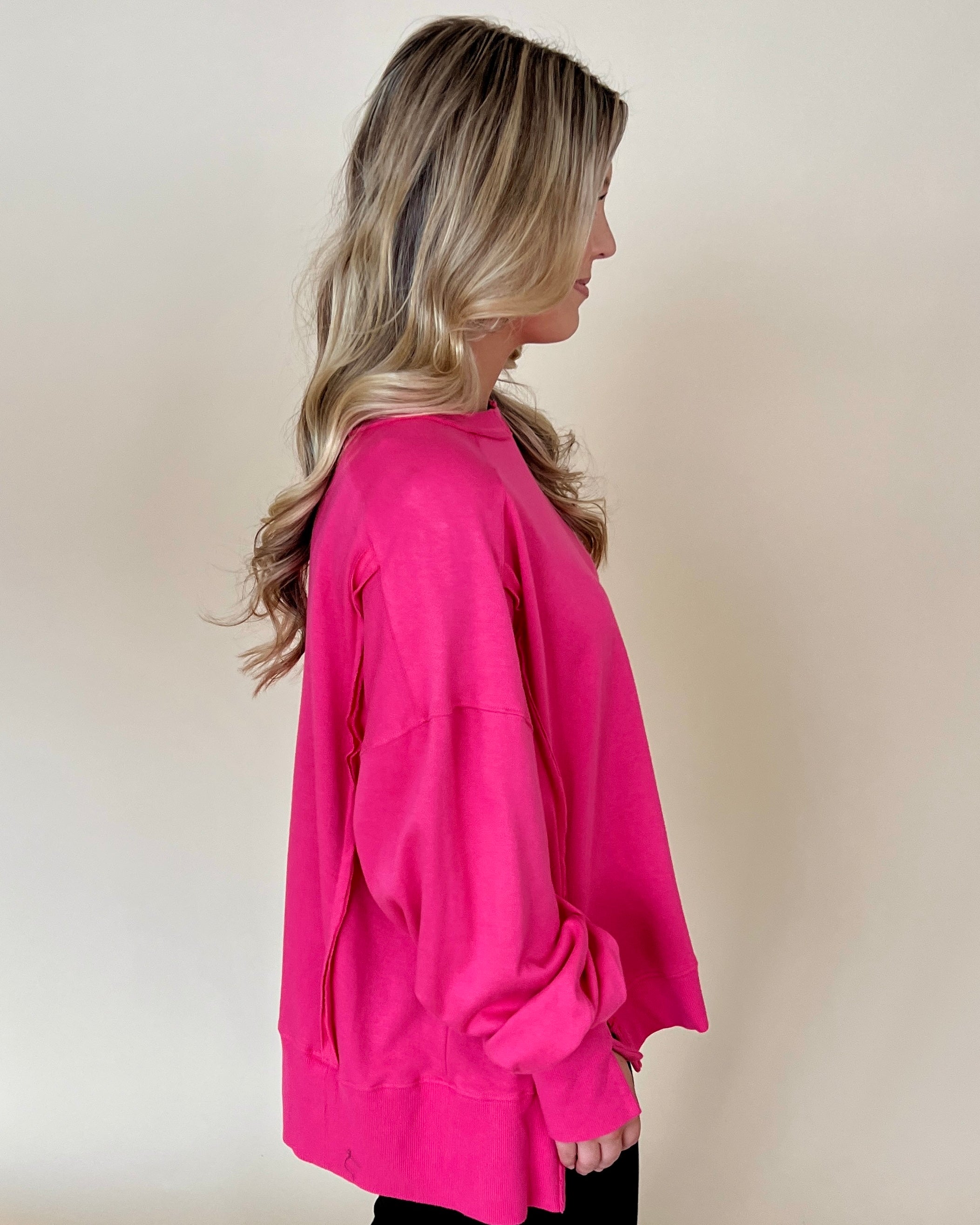 Afternoon Naps Fuchsia French Terry Top-Shop-Womens-Boutique-Clothing