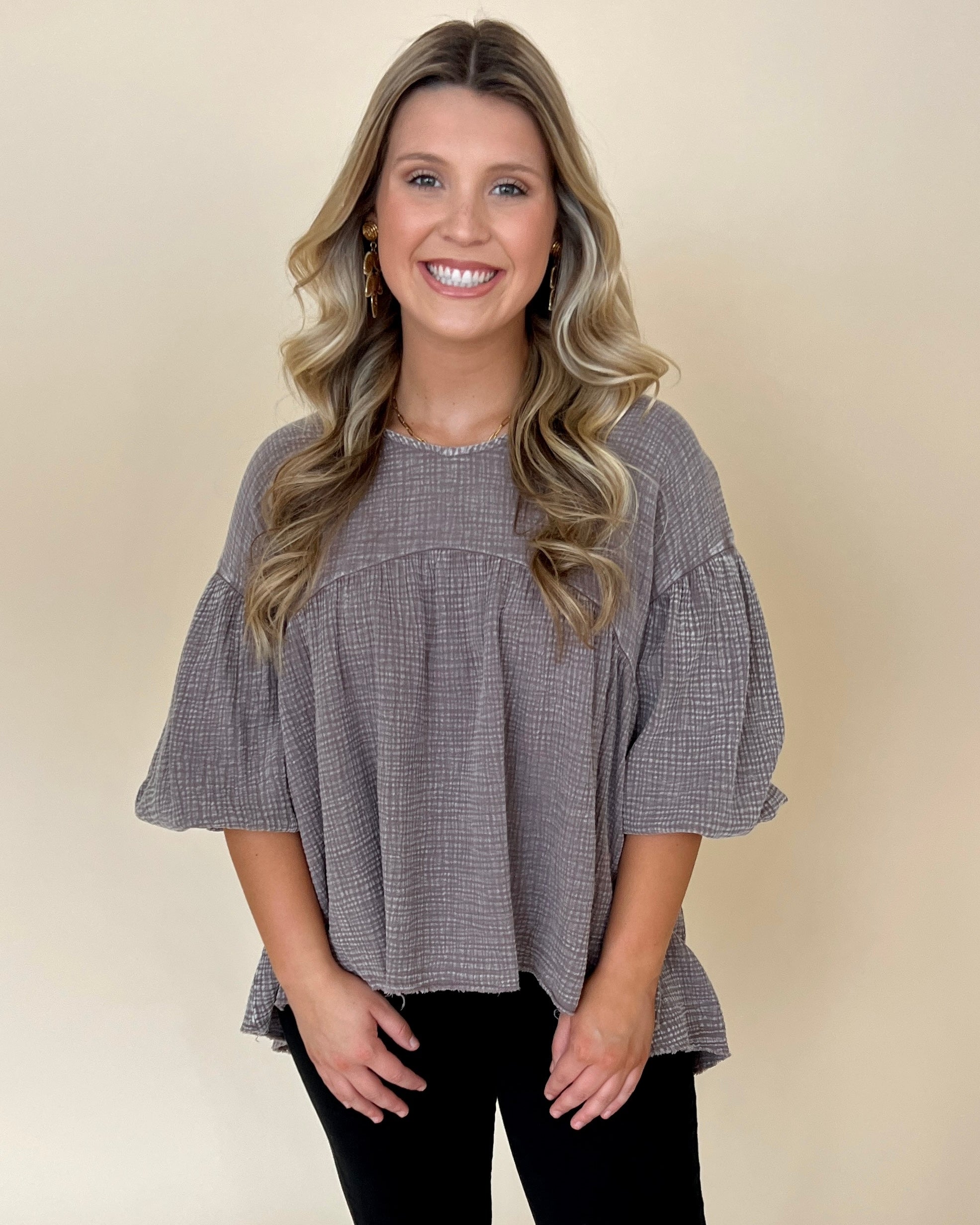 Easy Feeling Mushroom Mineral Washed Top-Shop-Womens-Boutique-Clothing