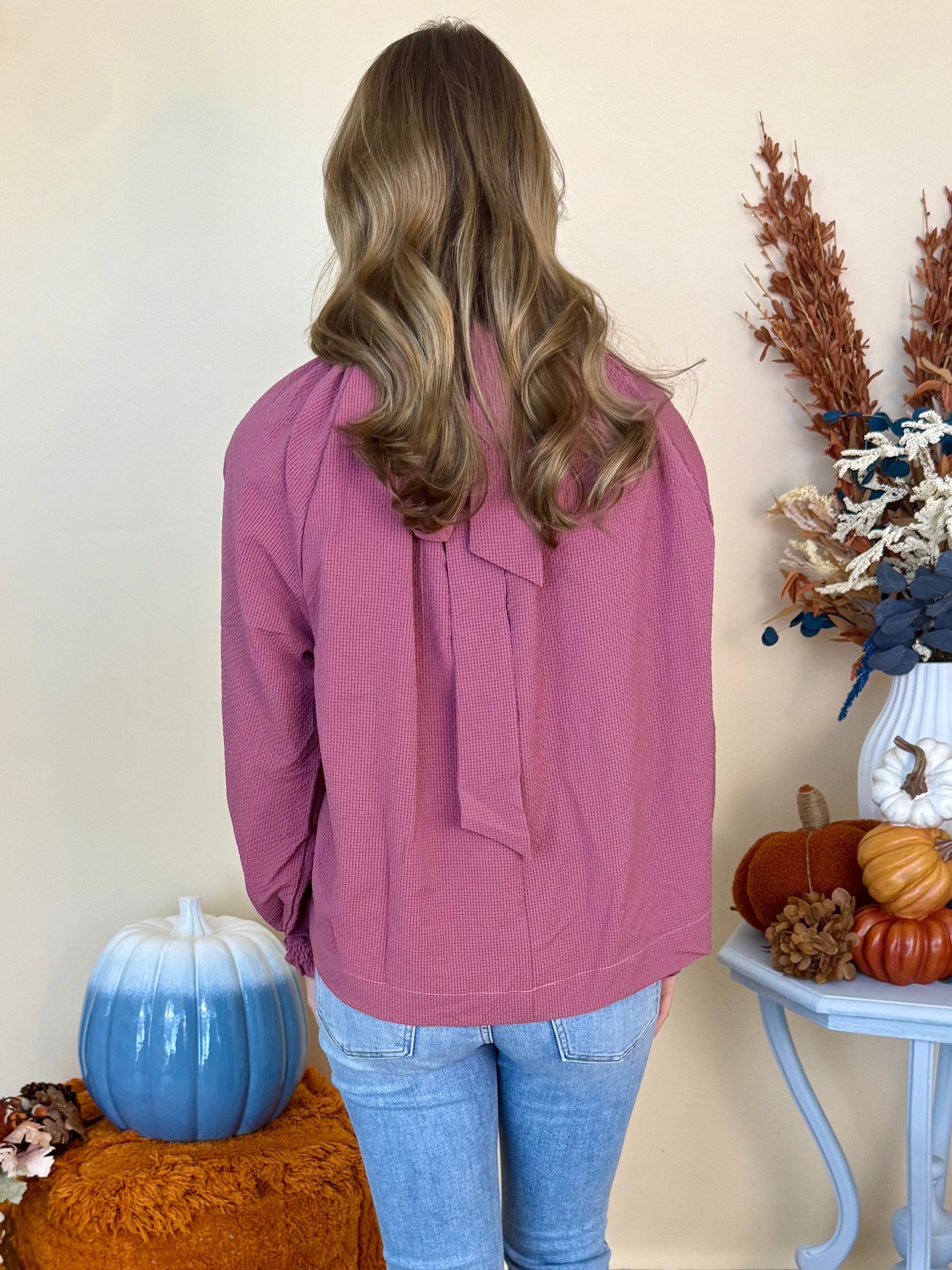 Graceful Smile Dusty Rose Back Bow Tie Top-Shop-Womens-Boutique-Clothing