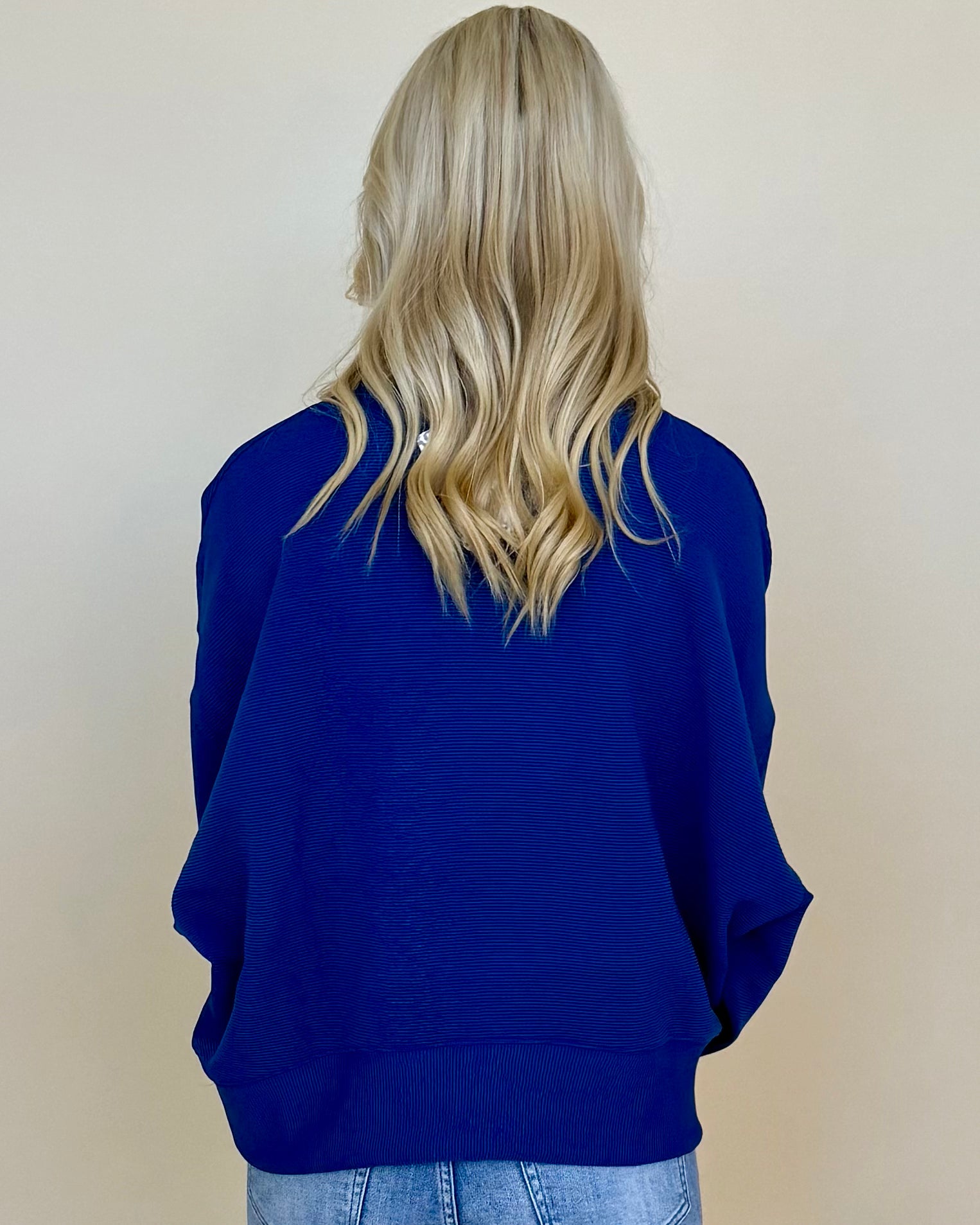 Airy Style Navy Ribbed Balloon Sweater-Shop-Womens-Boutique-Clothing