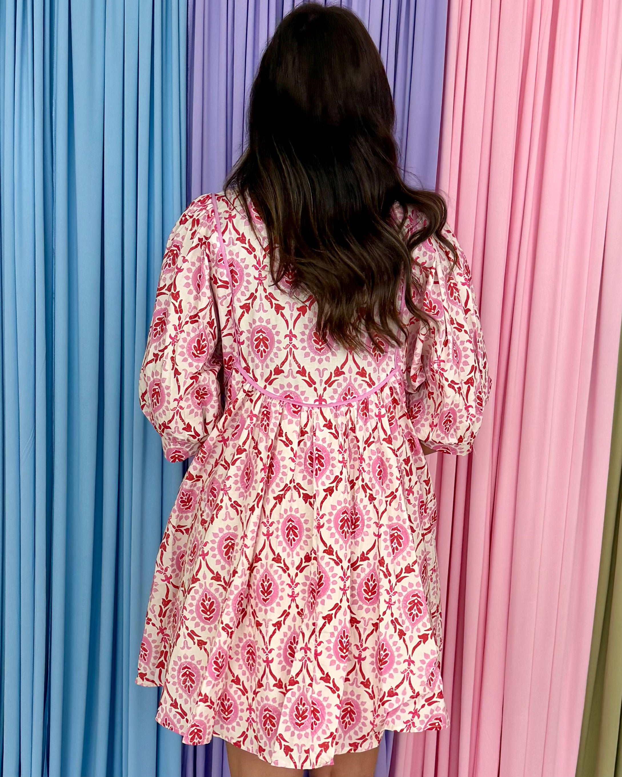 Sweet Laurel Pink Mixed Print Dress-Shop-Womens-Boutique-Clothing