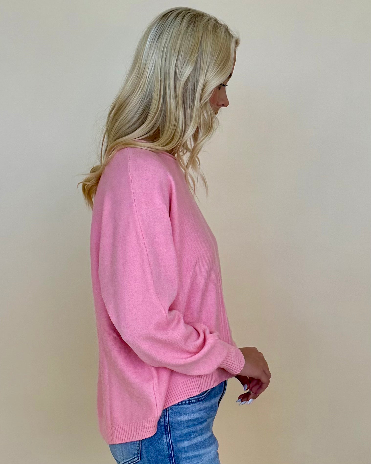 Simply Pink Dk Pink Seam Sweater-Shop-Womens-Boutique-Clothing