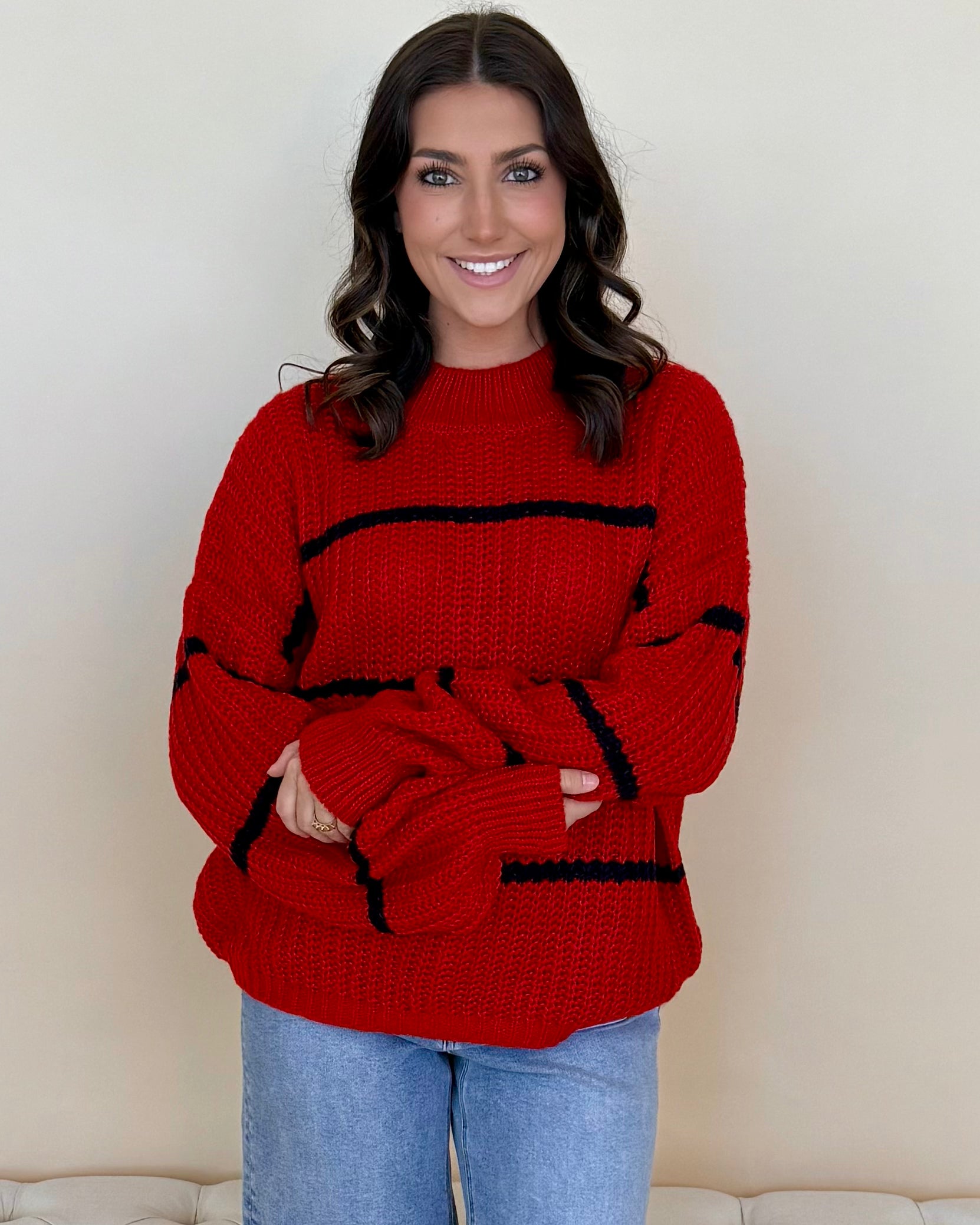 Comfort Knit Ruby Oversized Striped Sweater-Shop-Womens-Boutique-Clothing