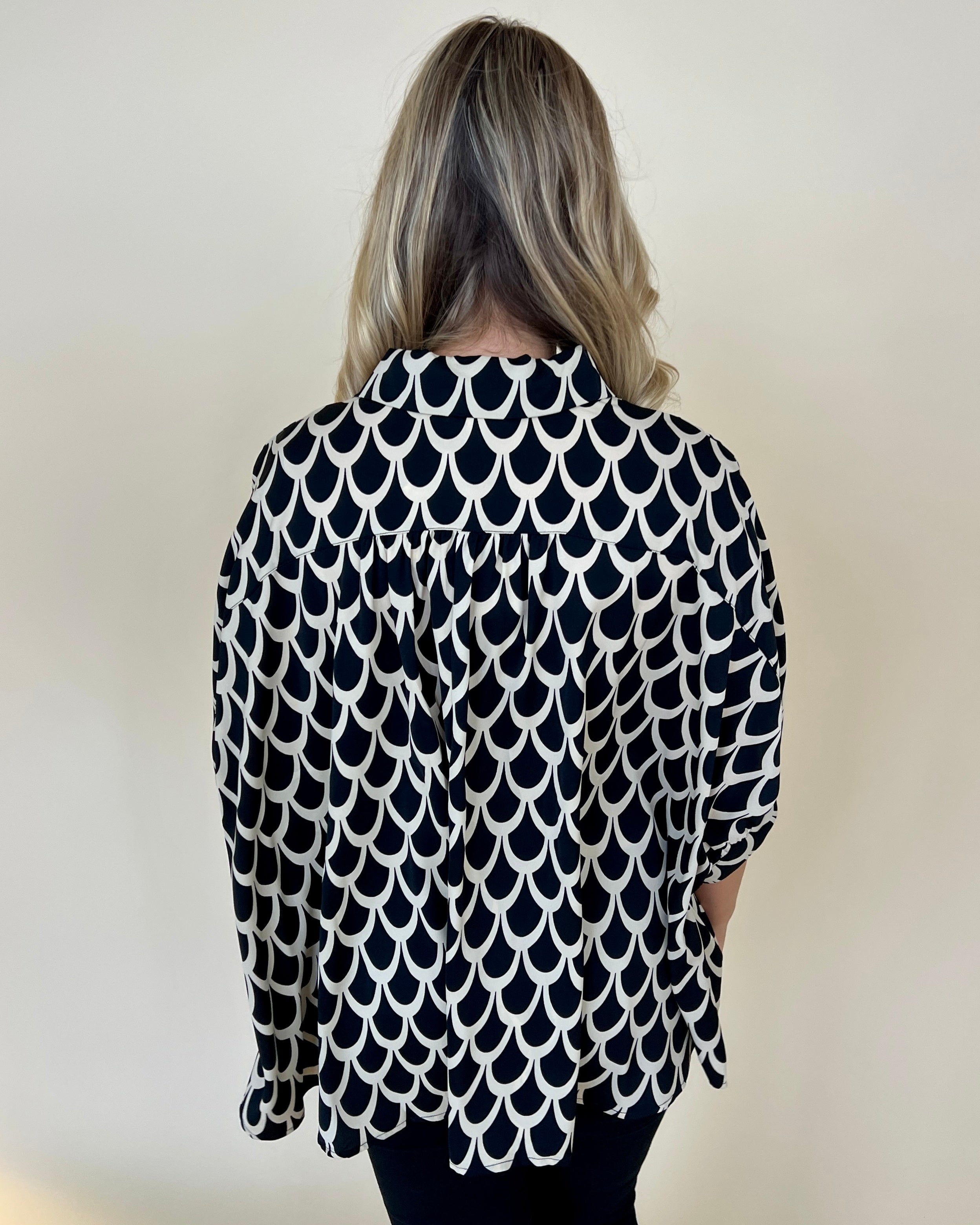 Excellent Taste Black Geometric Printed Button Down Top-Shop-Womens-Boutique-Clothing