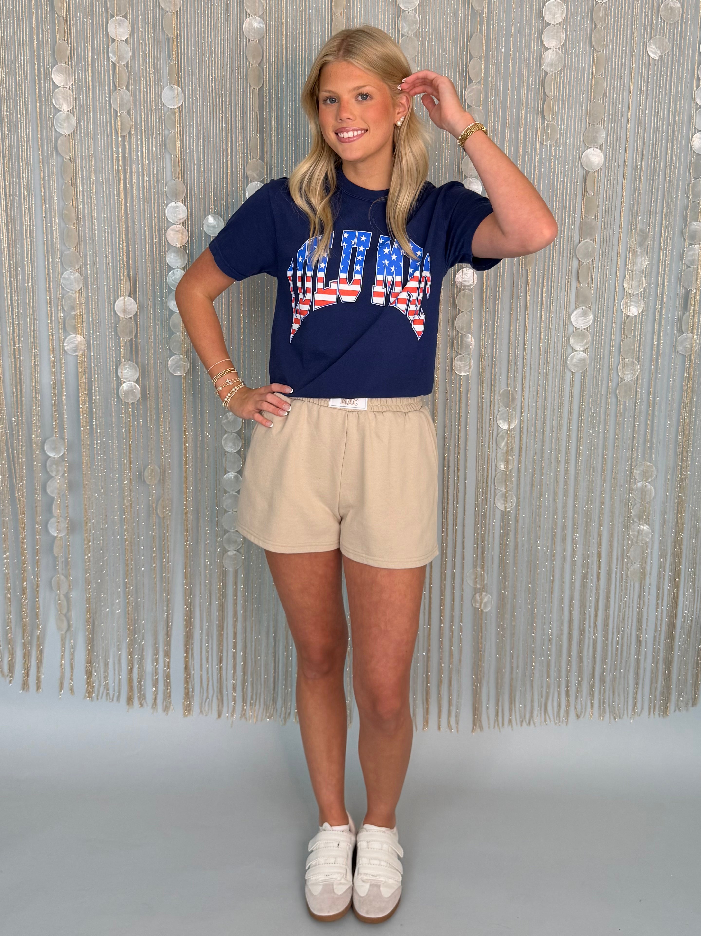 LULU Mac Navy Stars & Stripes Tee-Shop-Womens-Boutique-Clothing