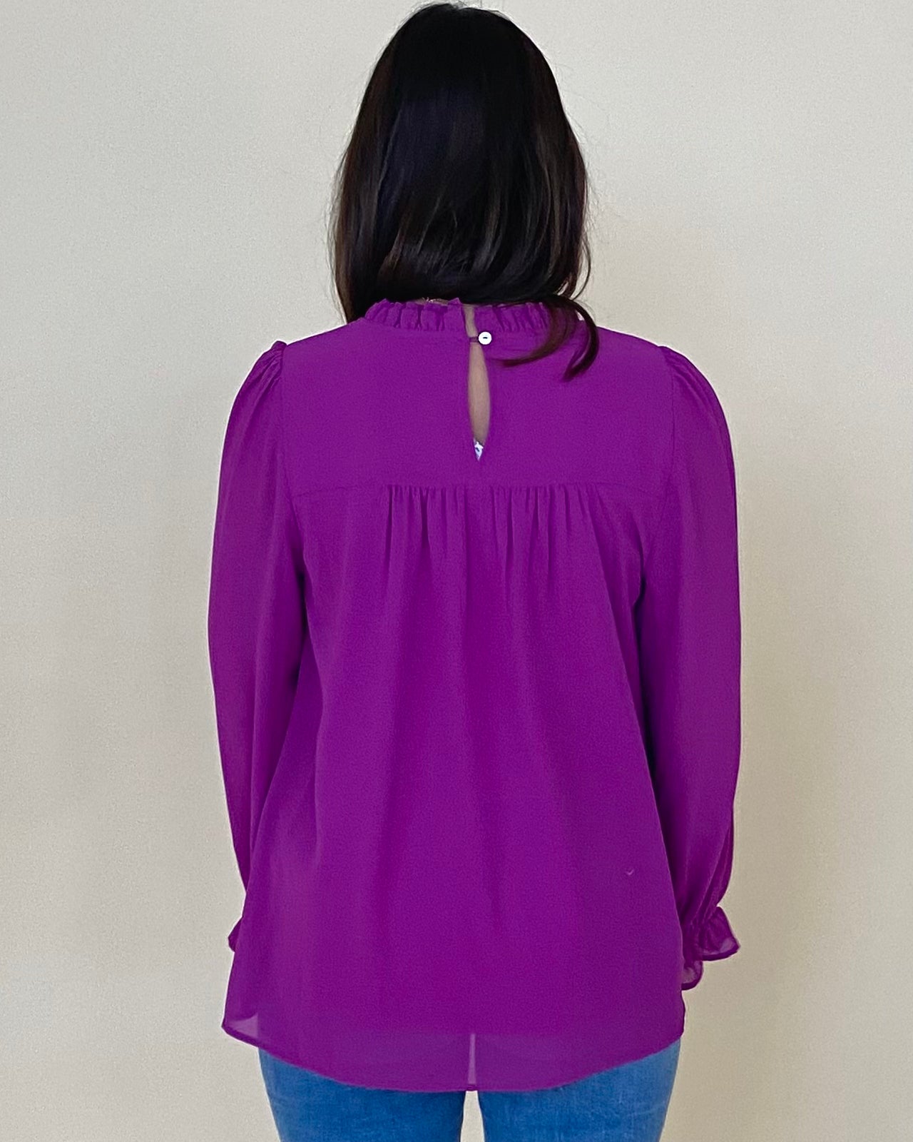 Tell Me All Eggplant Ruffle Top-Shop-Womens-Boutique-Clothing