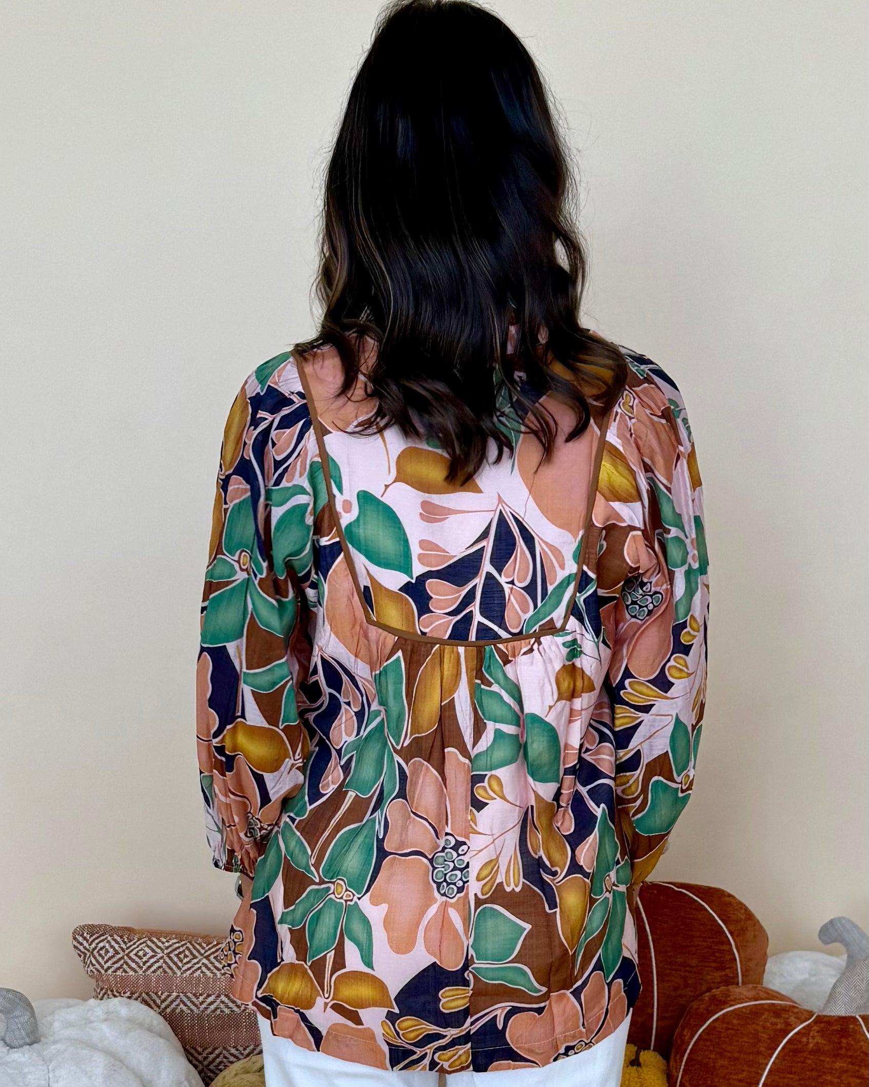 Add Joy Green Mix Abstract Ruffle Top-Shop-Womens-Boutique-Clothing