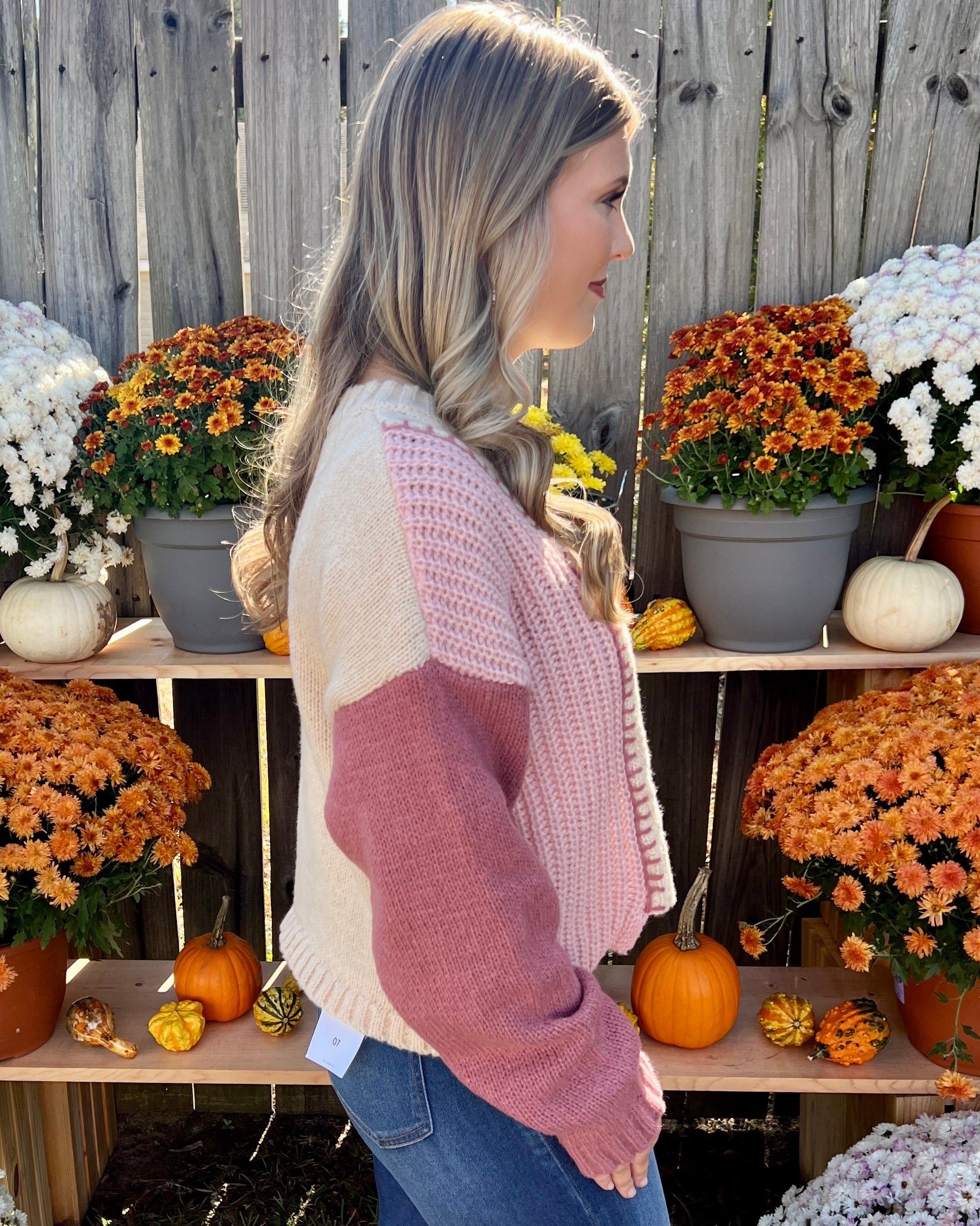 Just In Time Oatmeal Color-block Sweater-Shop-Womens-Boutique-Clothing