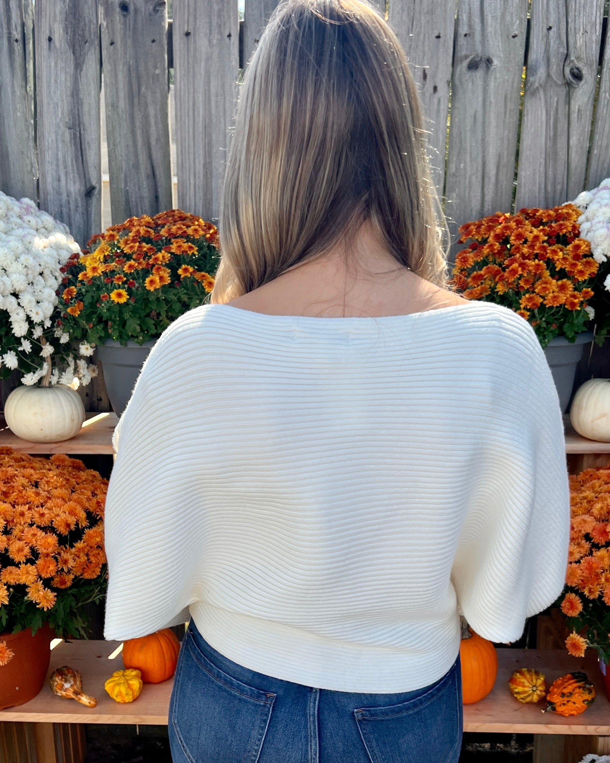 Make You Feel Off White Ribbed Dolman Sweater-Shop-Womens-Boutique-Clothing
