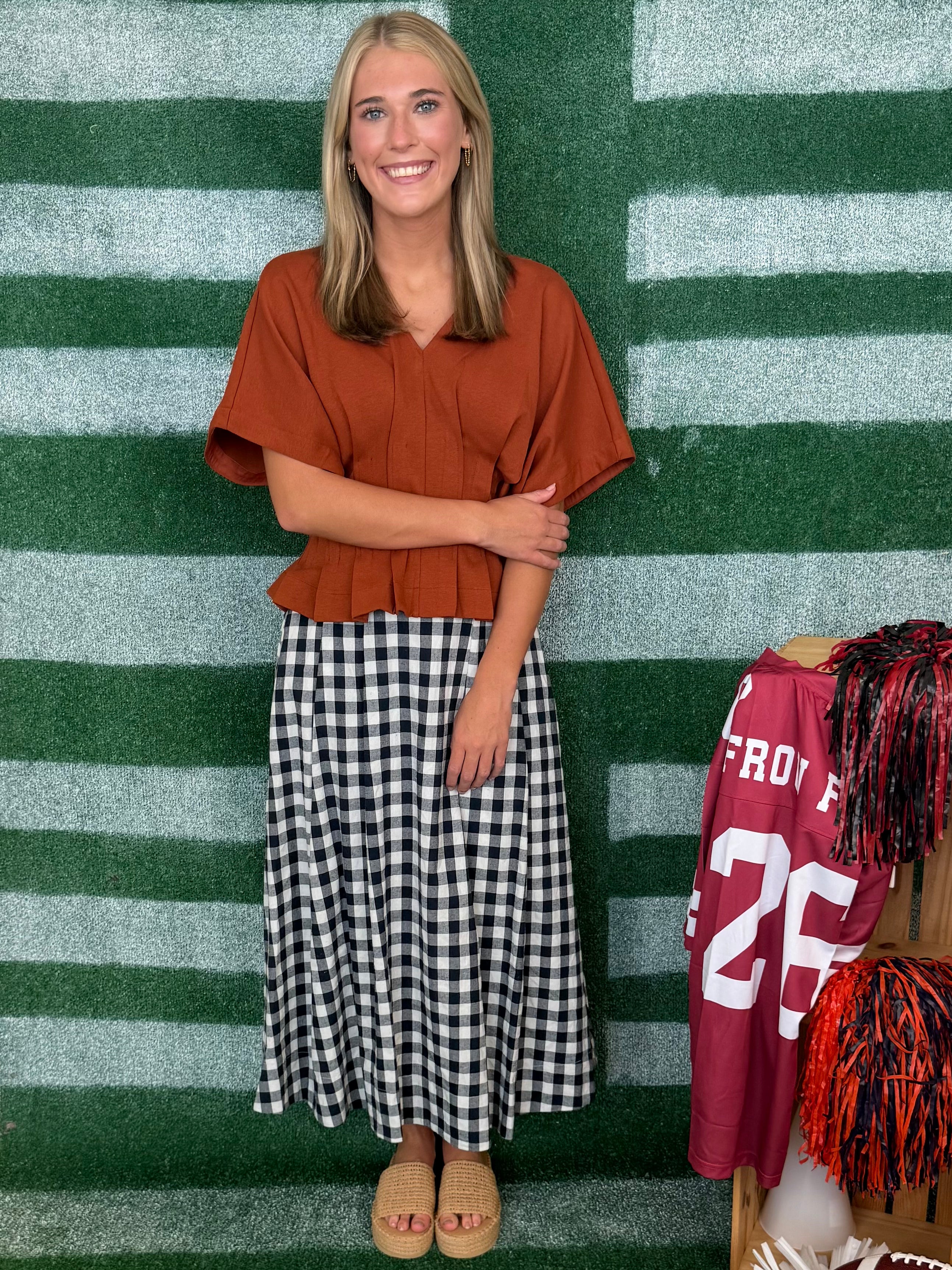 Winning Season Clay Pleated V-Neck Top-Shop-Womens-Boutique-Clothing