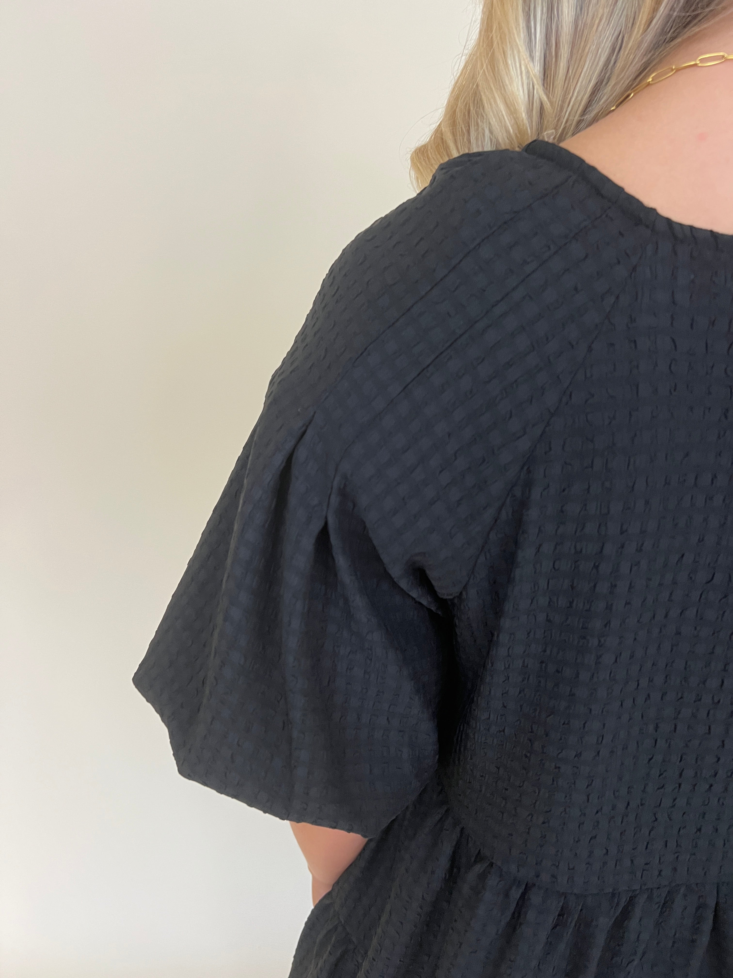 Hope You Know Black Texture Tiered Top-Shop-Womens-Boutique-Clothing
