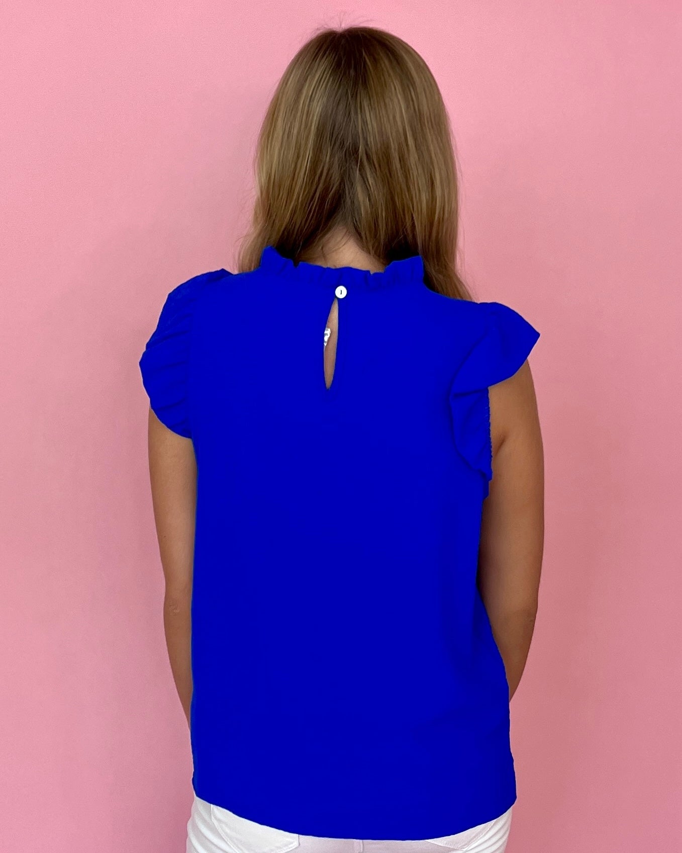 Make A Deal Royal Ruffle Cap Sleeve Top-Shop-Womens-Boutique-Clothing