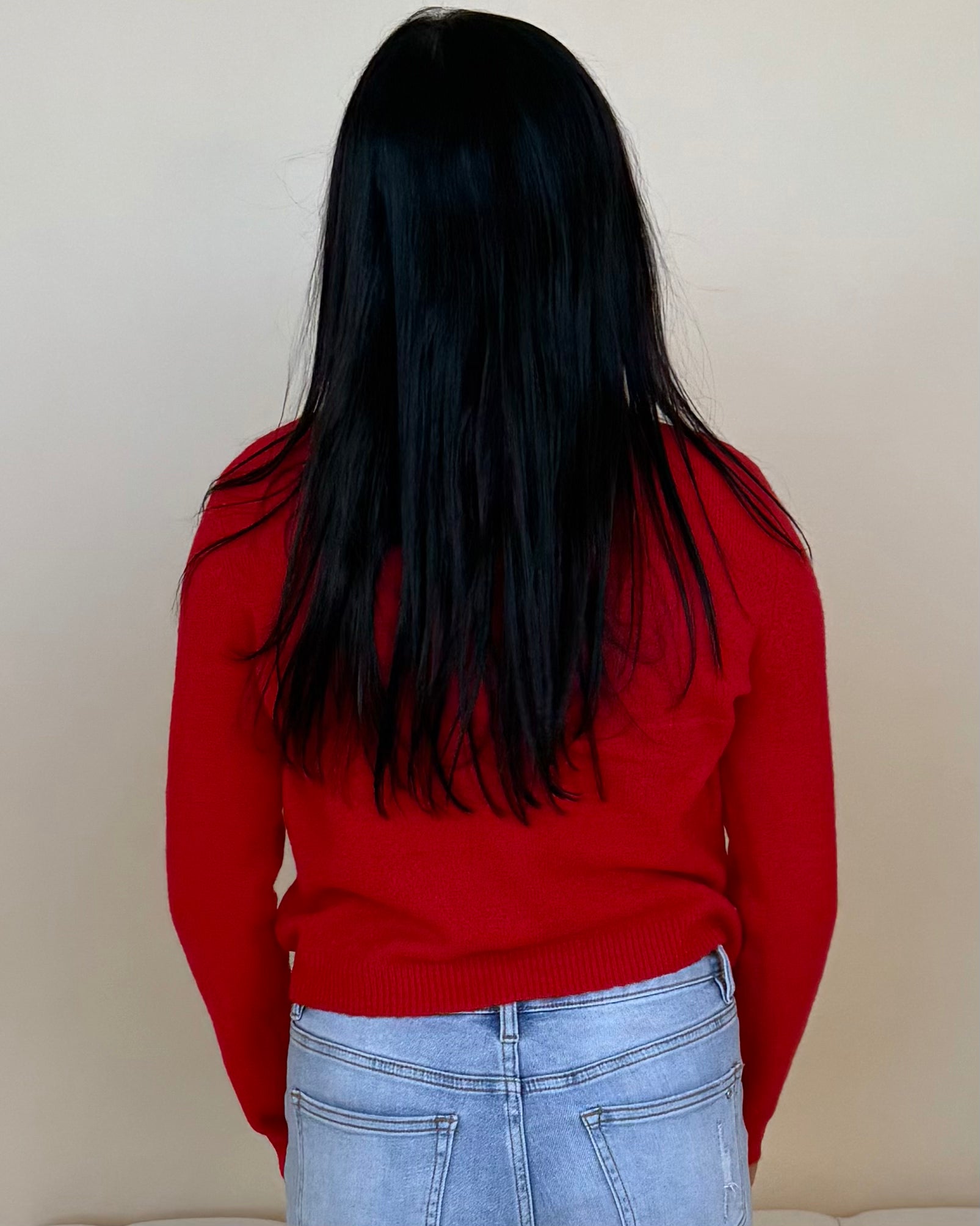 Each Their Own Red Bow Button Cardigan-Shop-Womens-Boutique-Clothing