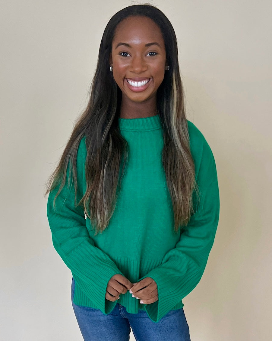Just So You Kelly Green Knit Sweater-Shop-Womens-Boutique-Clothing