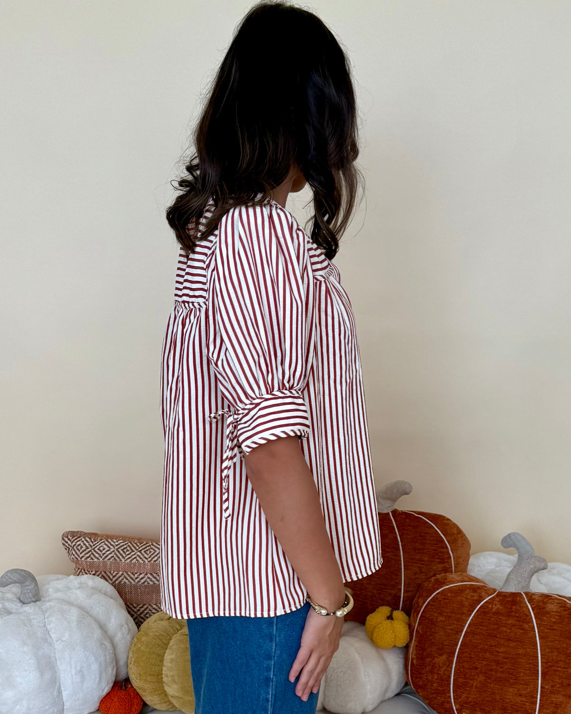 Pure Joy Rust Stripe Bow Top-Shop-Womens-Boutique-Clothing
