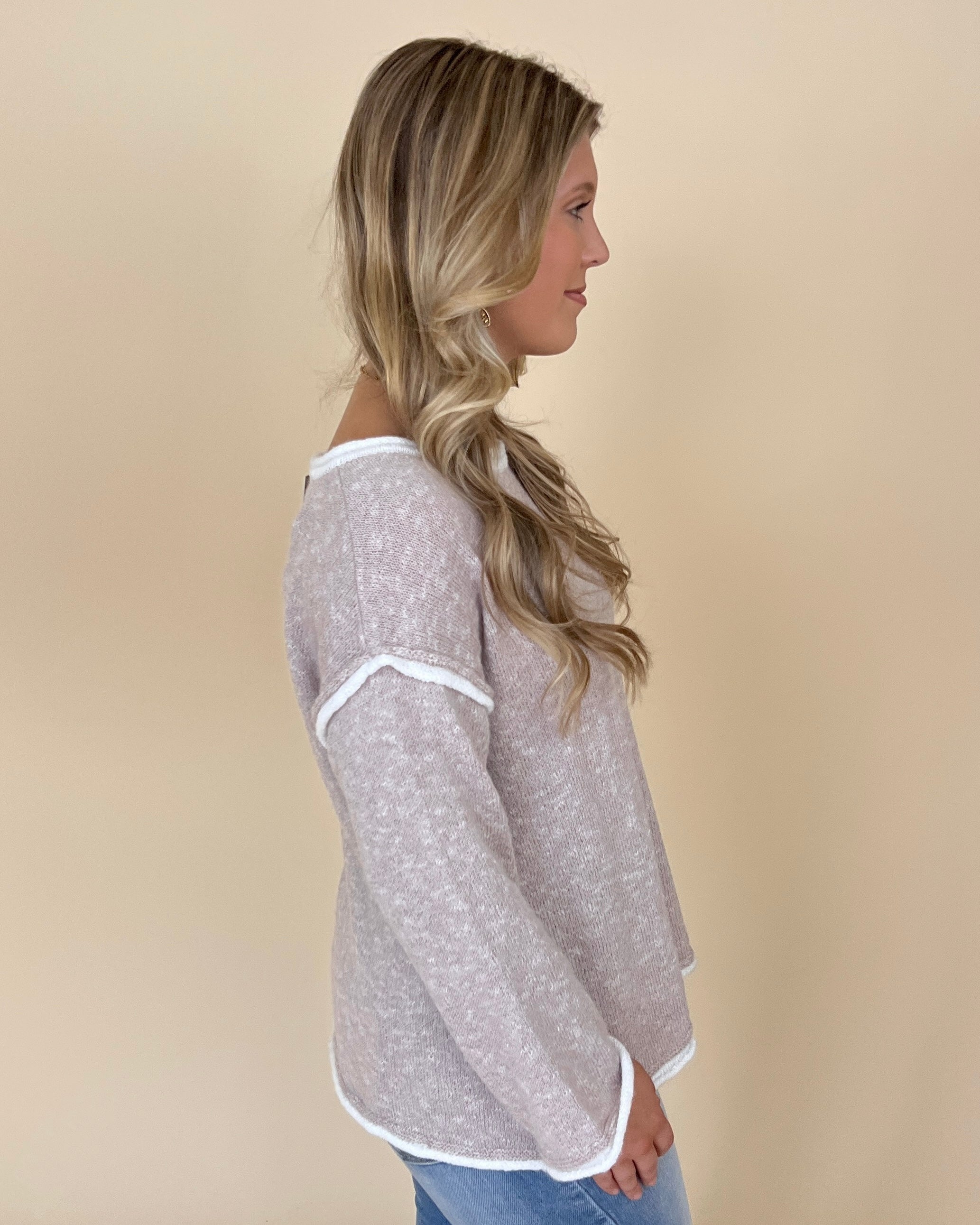 Perfect Day Oatmeal Contrast Detail Sweater-Shop-Womens-Boutique-Clothing