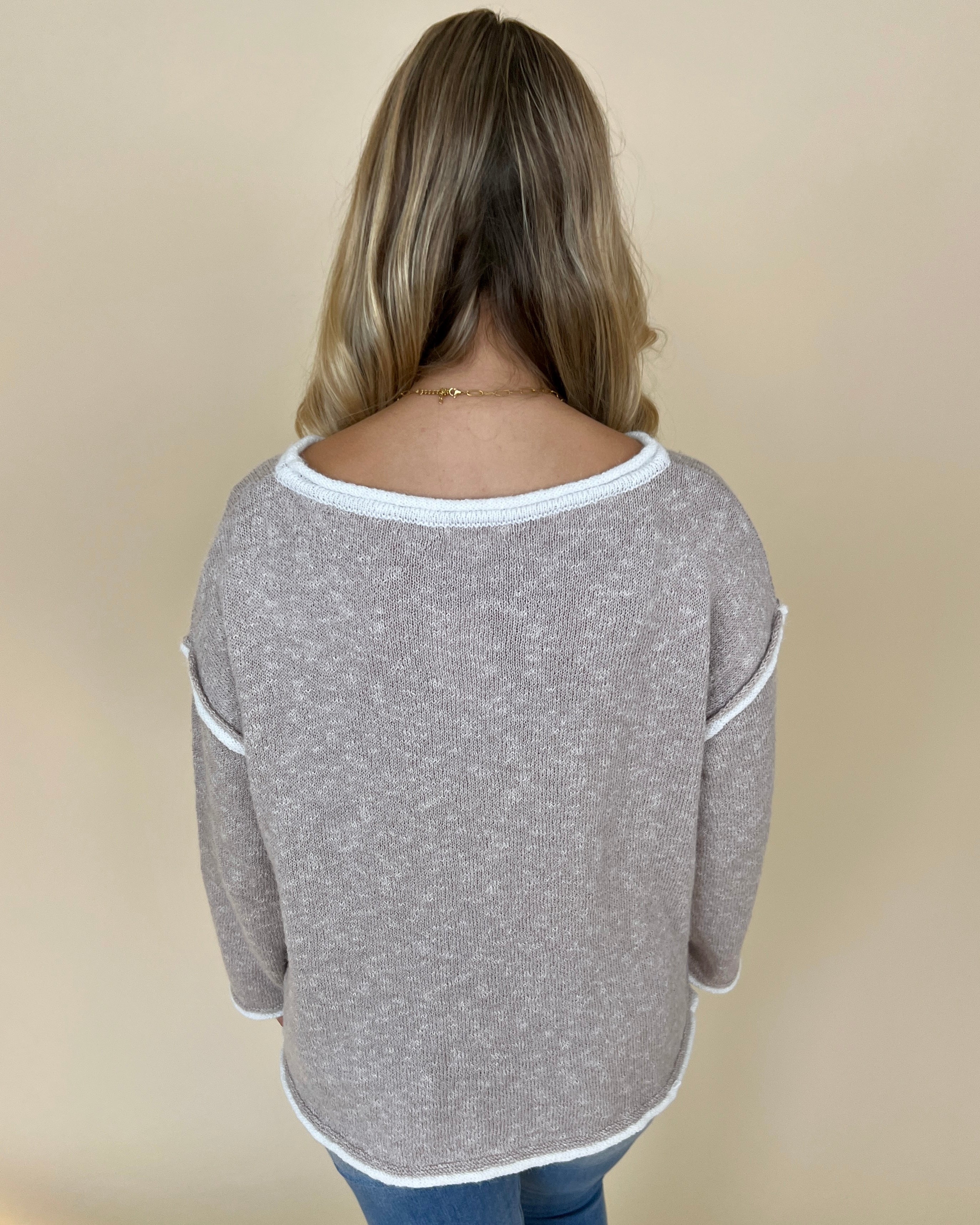 Perfect Day Oatmeal Contrast Detail Sweater-Shop-Womens-Boutique-Clothing