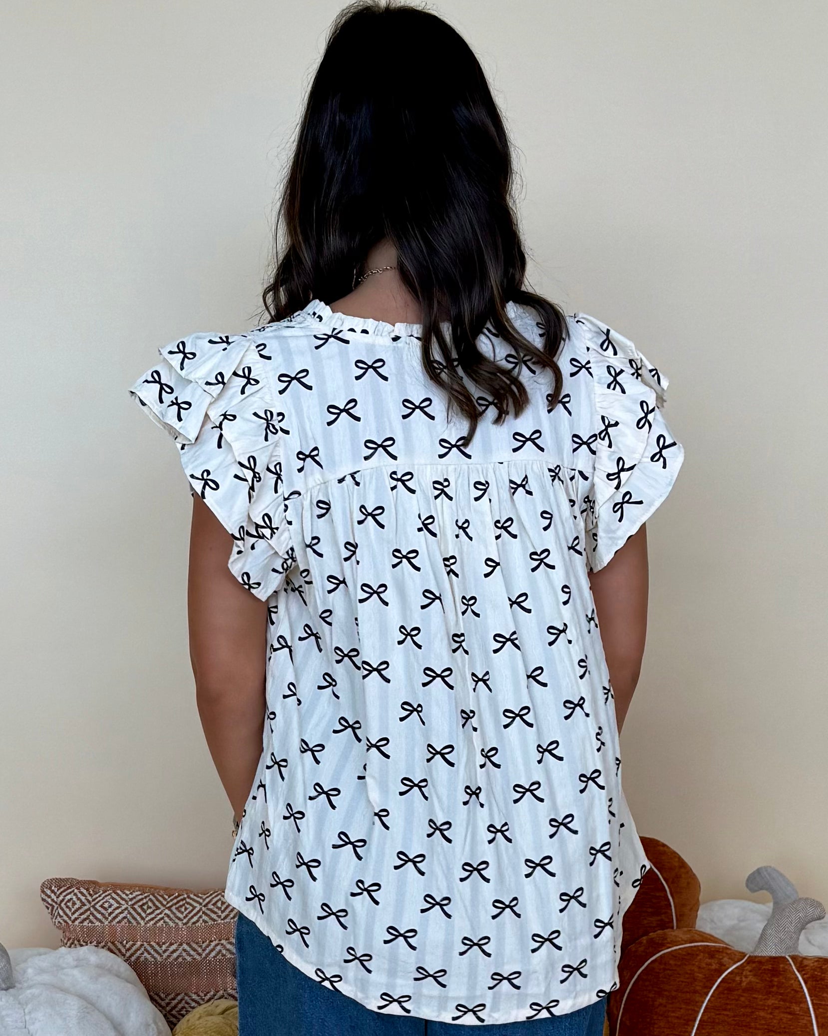 Sweet Melody Black/Cream Ribbon Smocked Top-Shop-Womens-Boutique-Clothing