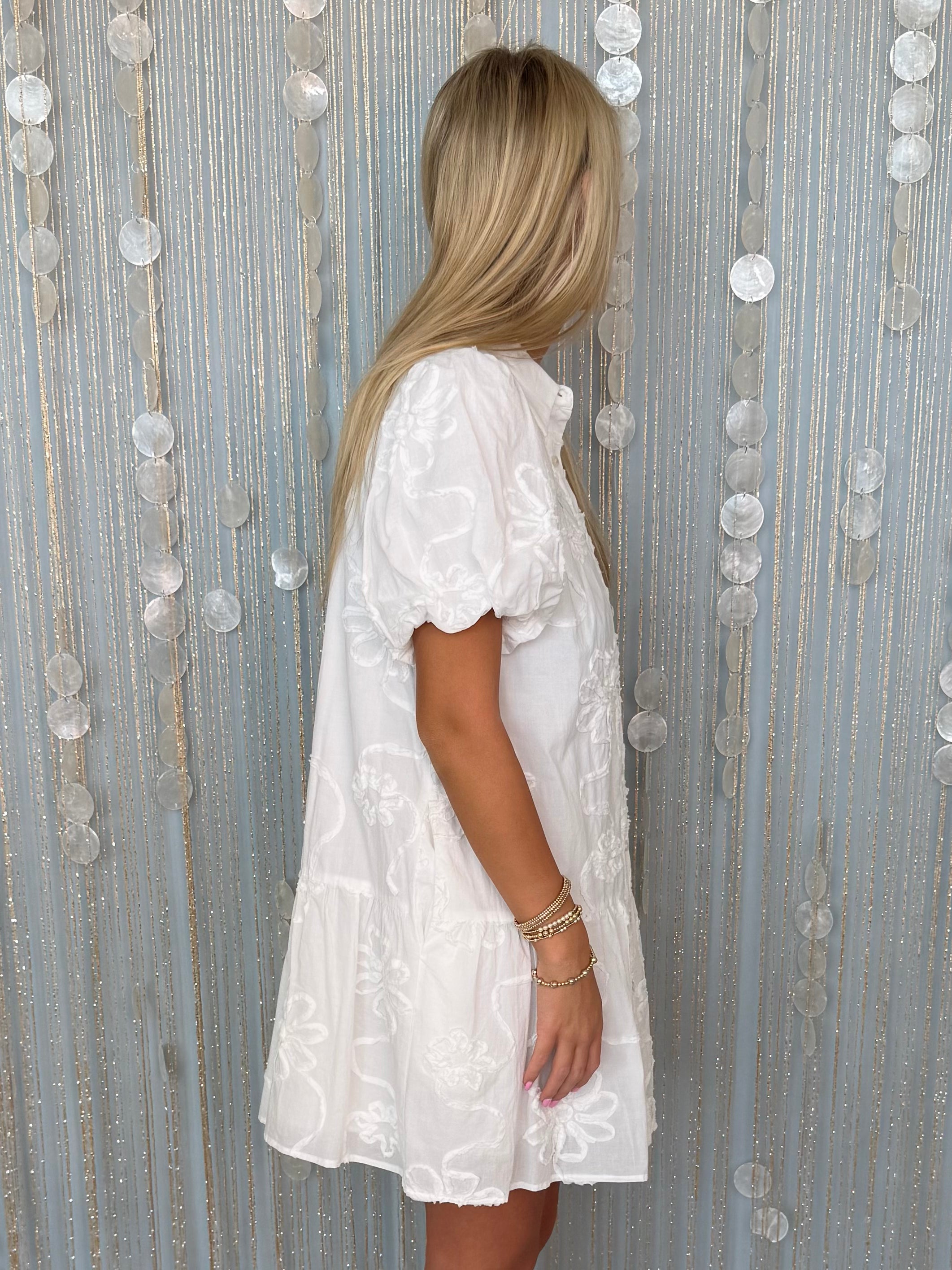 Dockside White Embroidery Detail Button Front Dress-Shop-Womens-Boutique-Clothing