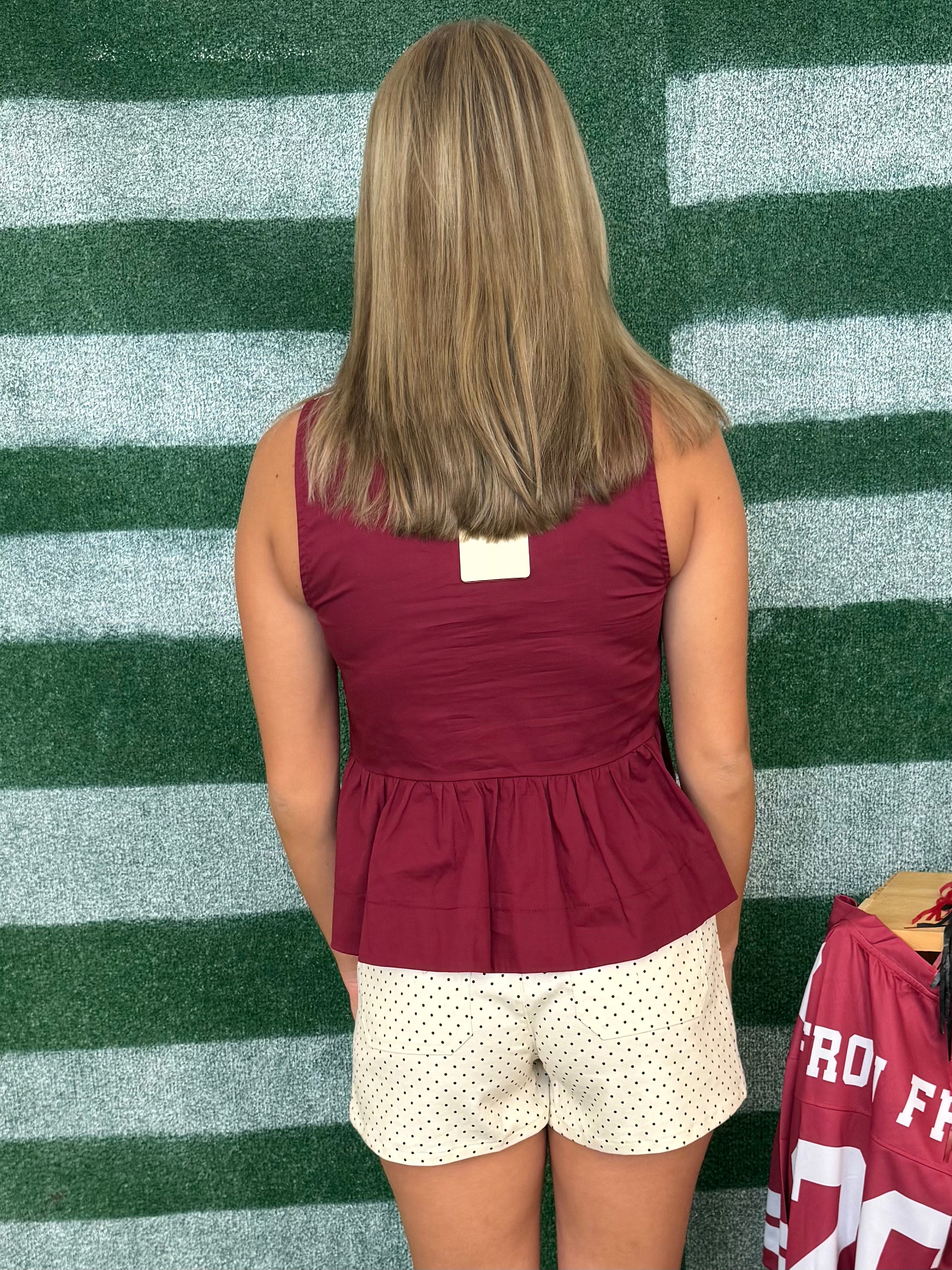 Huddle Up Burgundy Sleeveless Peplum Top-Shop-Womens-Boutique-Clothing