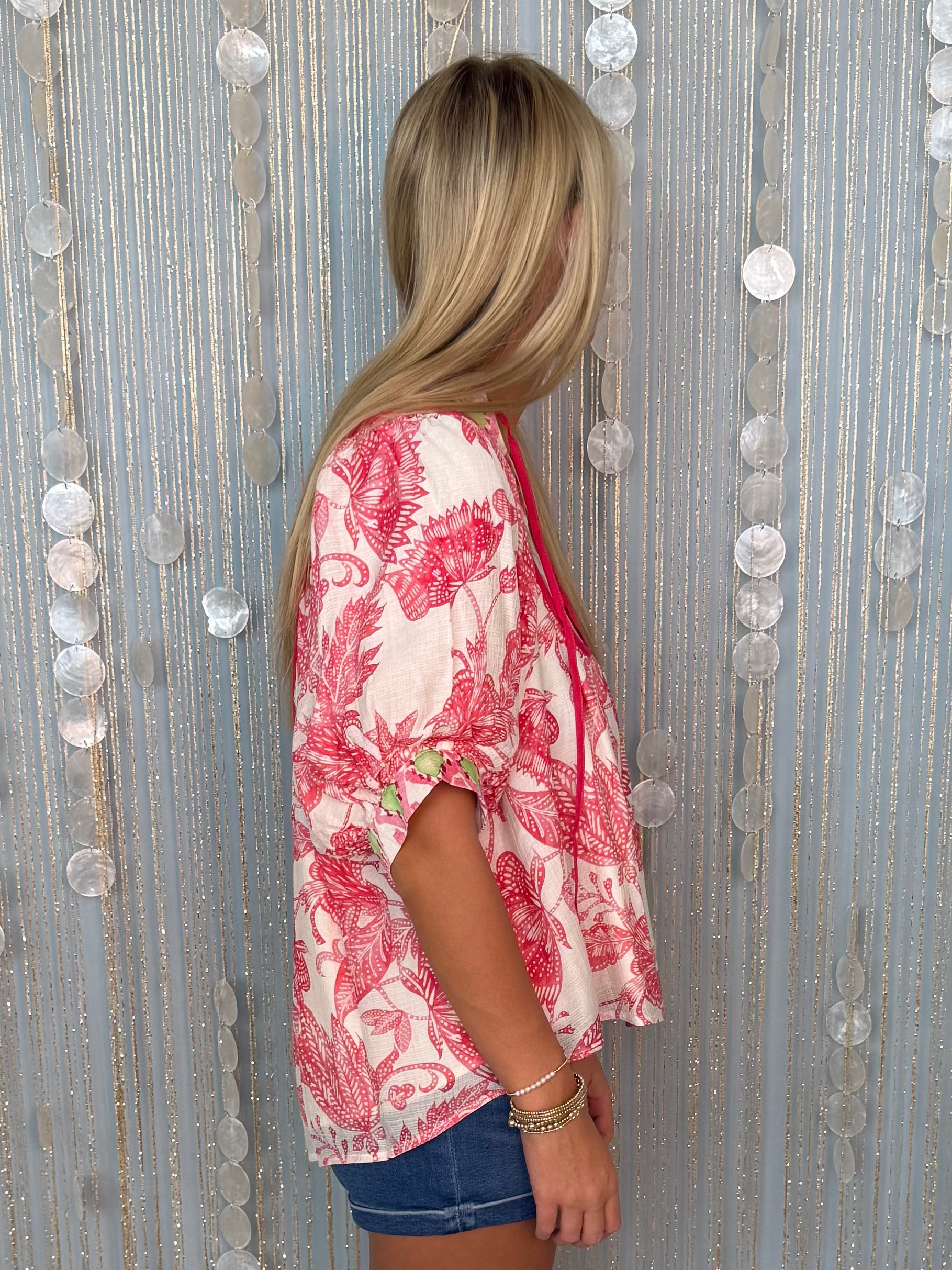 Warm Embrace Red Mix Abstract Mixed Print Top-Shop-Womens-Boutique-Clothing
