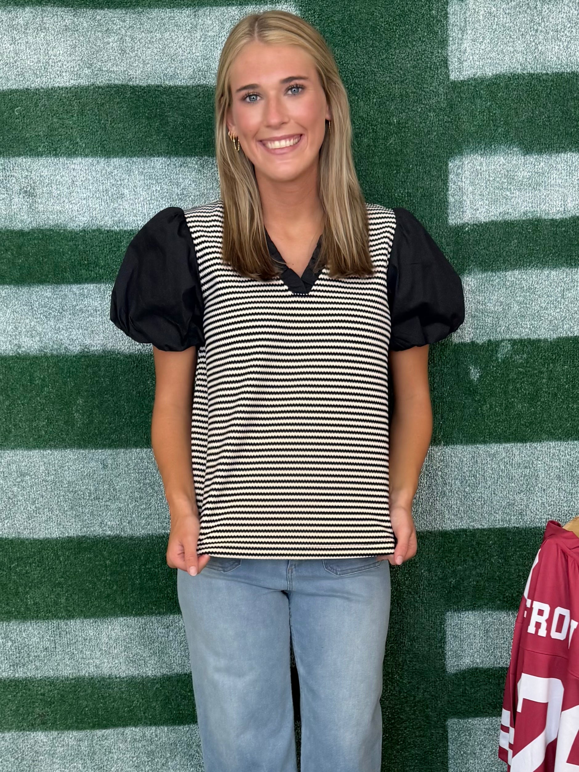 Friday Lights Black Stripe Top-Shop-Womens-Boutique-Clothing