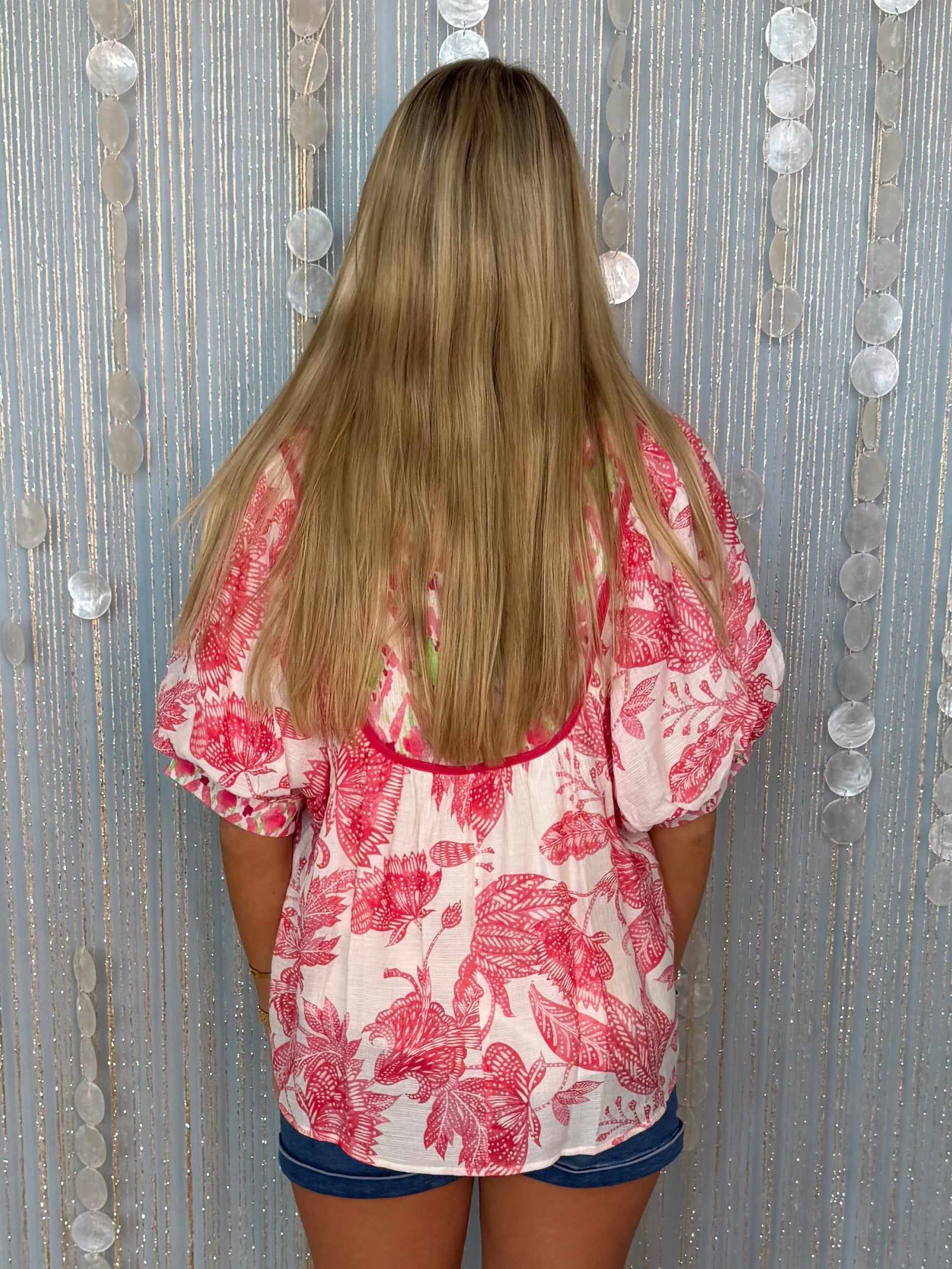 Warm Embrace Red Mix Abstract Mixed Print Top-Shop-Womens-Boutique-Clothing