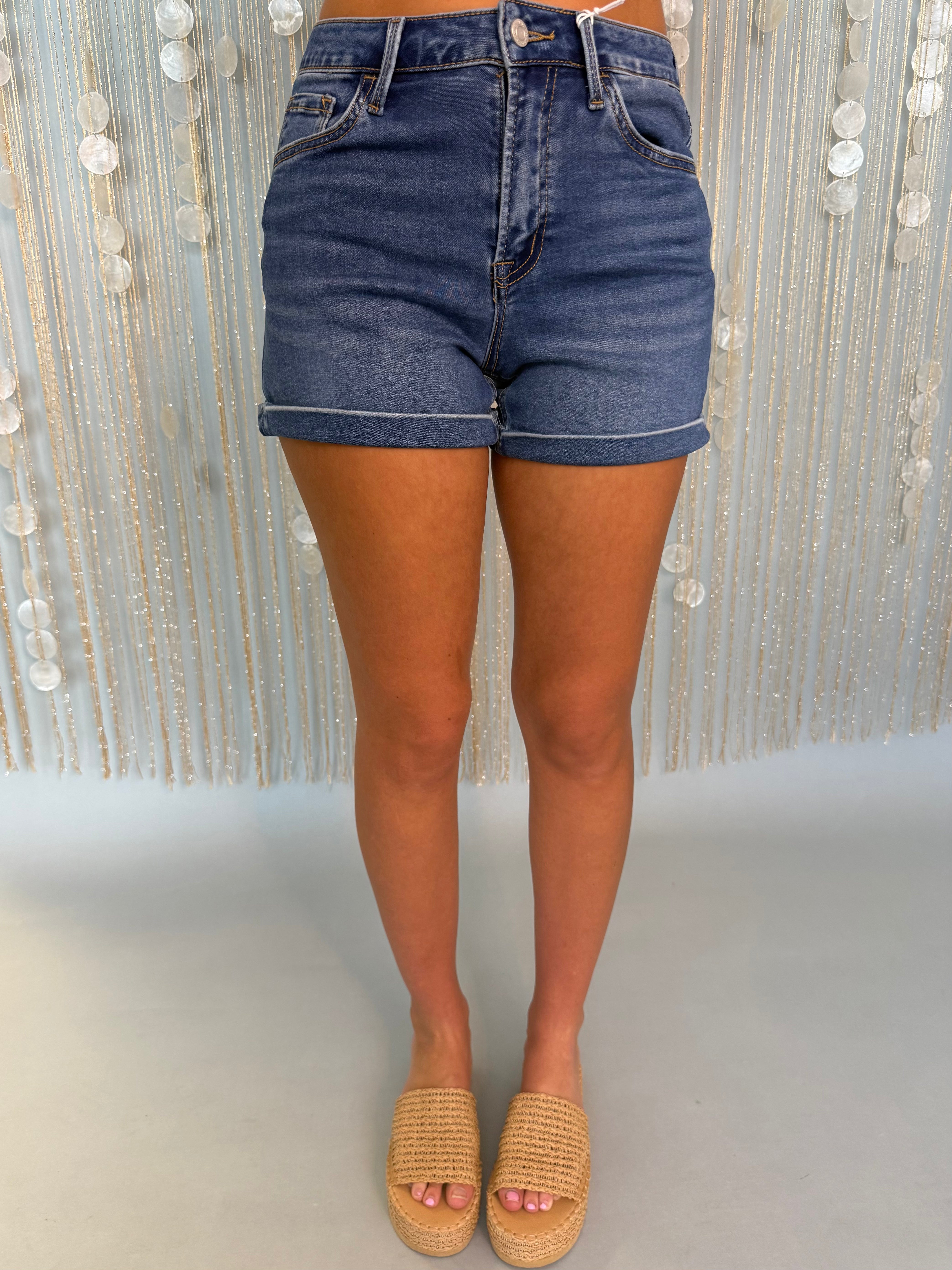Hilltop Hour Medium Wash High Rise Soft Shorts-Shop-Womens-Boutique-Clothing