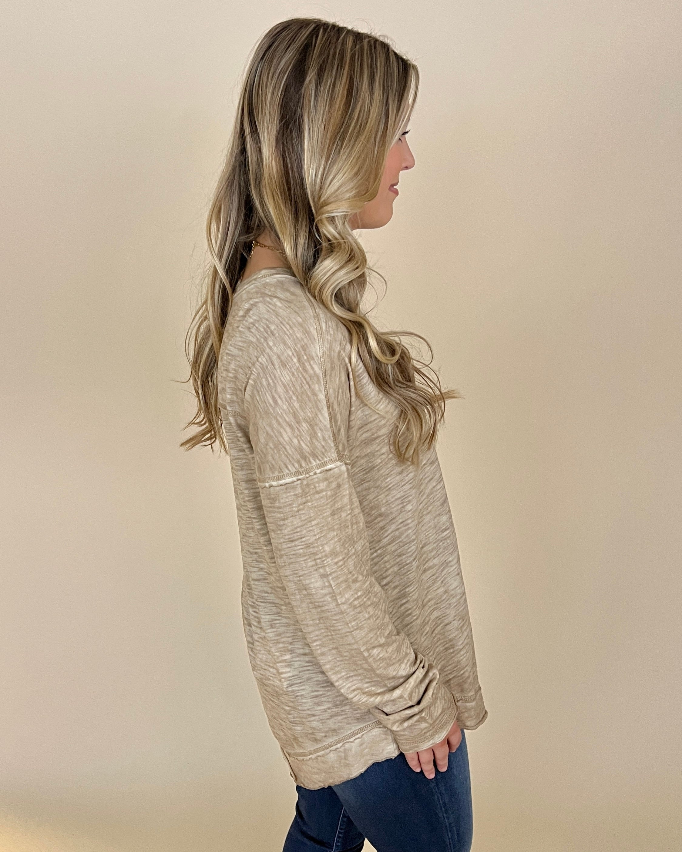 Coffee First Taupe Mineral Pocket Top-Shop-Womens-Boutique-Clothing