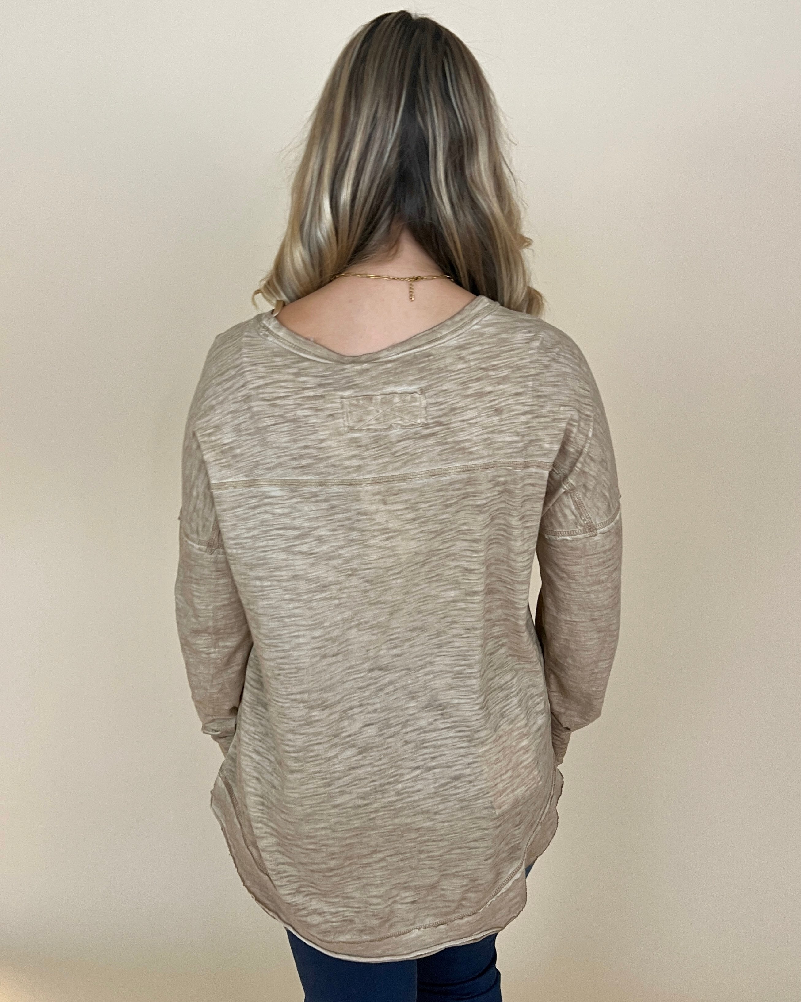 Coffee First Taupe Mineral Pocket Top-Shop-Womens-Boutique-Clothing