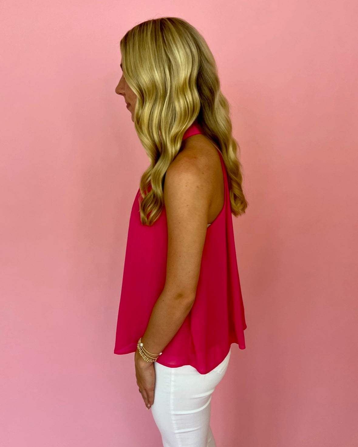 Near The Pier Fuchsia High Neck Top-Shop-Womens-Boutique-Clothing