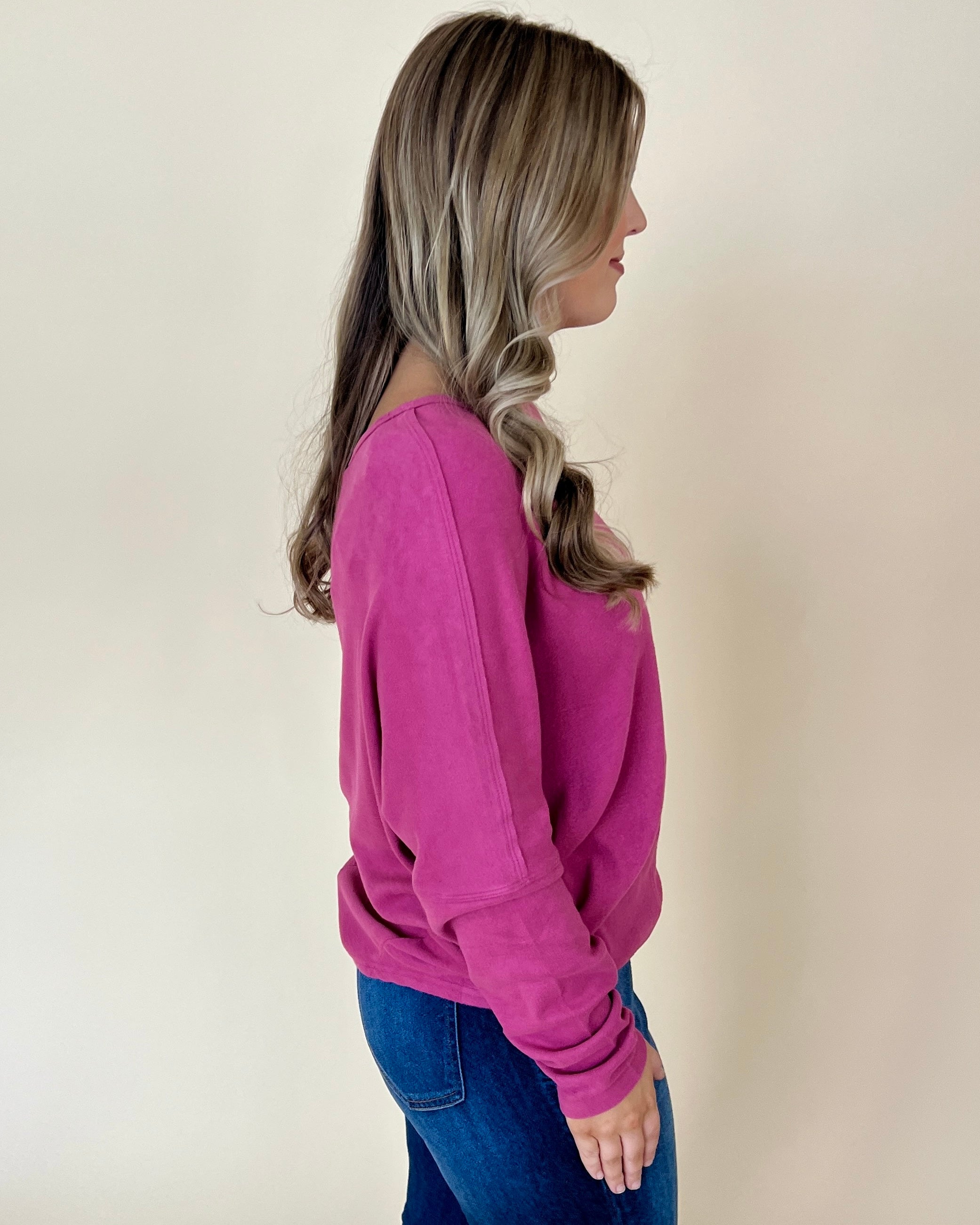 Never Left Rose Brushed Seam Top-Shop-Womens-Boutique-Clothing