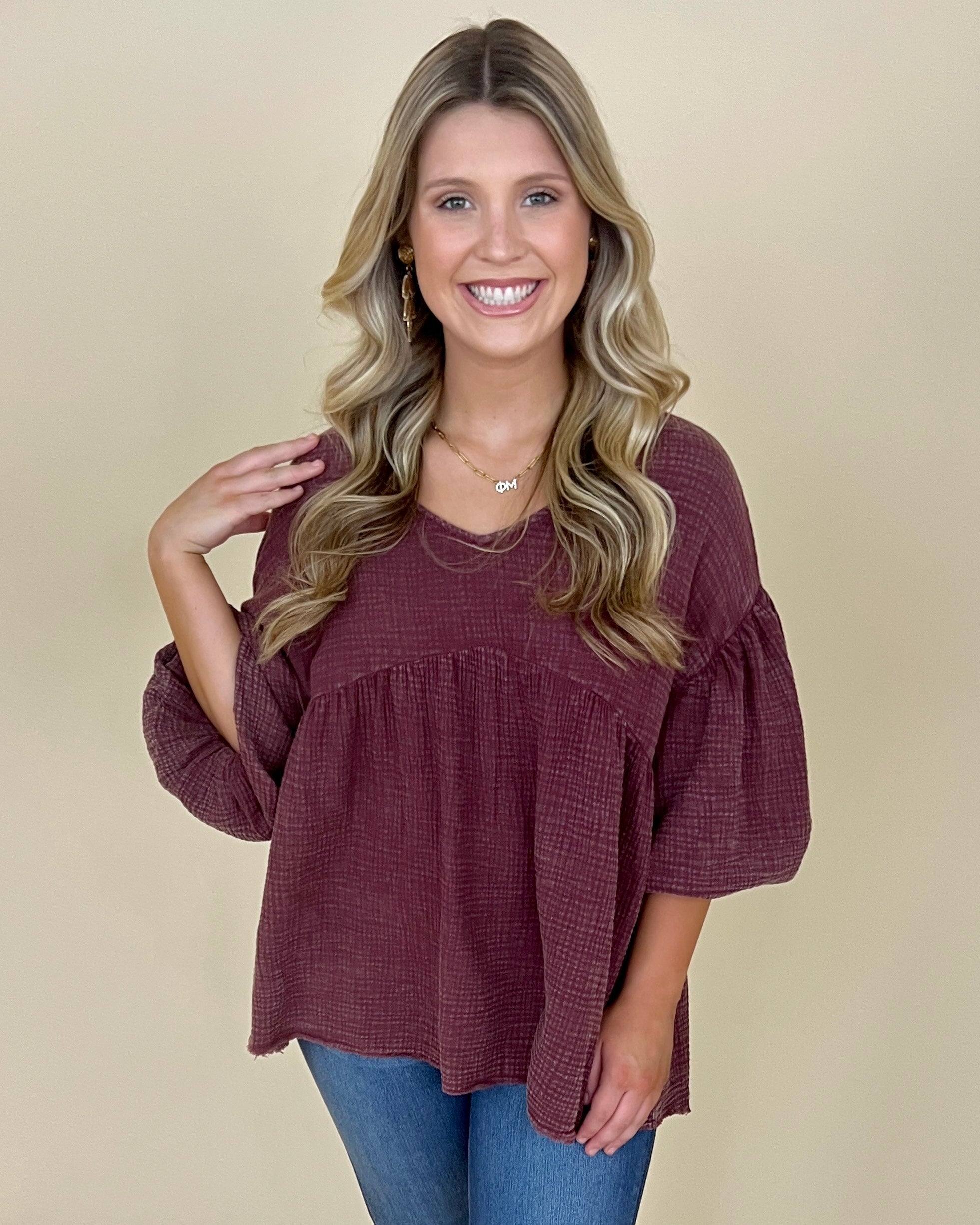 Easy Feeling Wine Mineral Washed Top-Shop-Womens-Boutique-Clothing