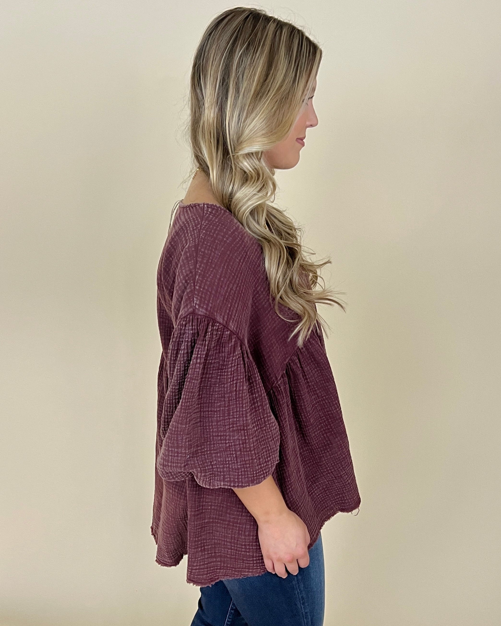 Easy Feeling Wine Mineral Washed Top-Shop-Womens-Boutique-Clothing