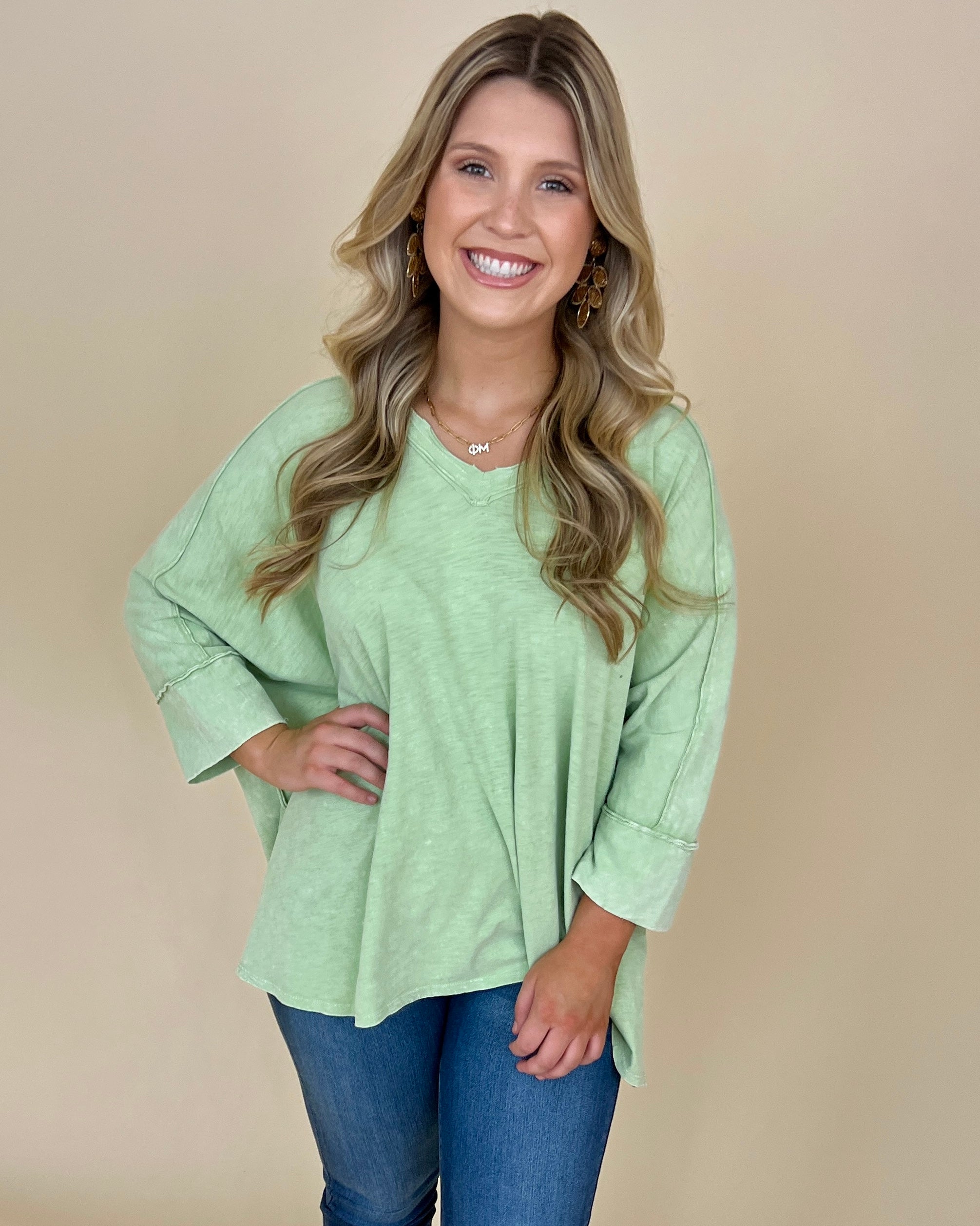 Seeking Sunshine Honeydew Mineral Wash Top-Shop-Womens-Boutique-Clothing