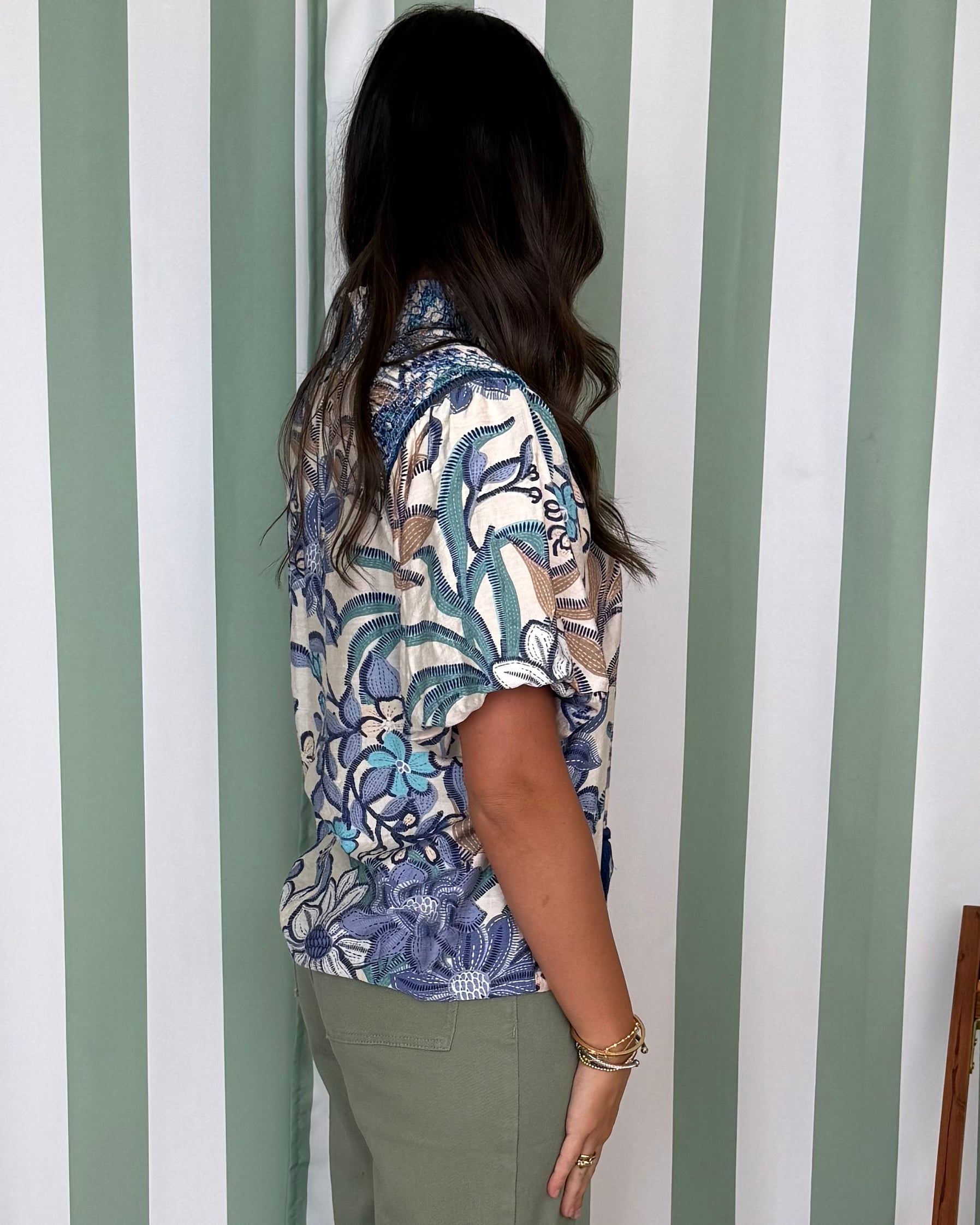 Blooming Blues Navy Smocked Lace Top-Shop-Womens-Boutique-Clothing