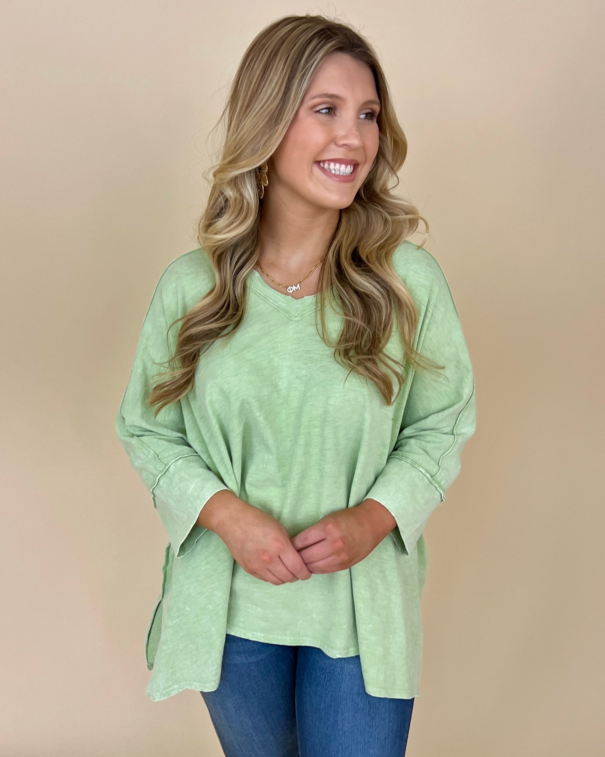Seeking Sunshine Honeydew Mineral Wash Top-Shop-Womens-Boutique-Clothing