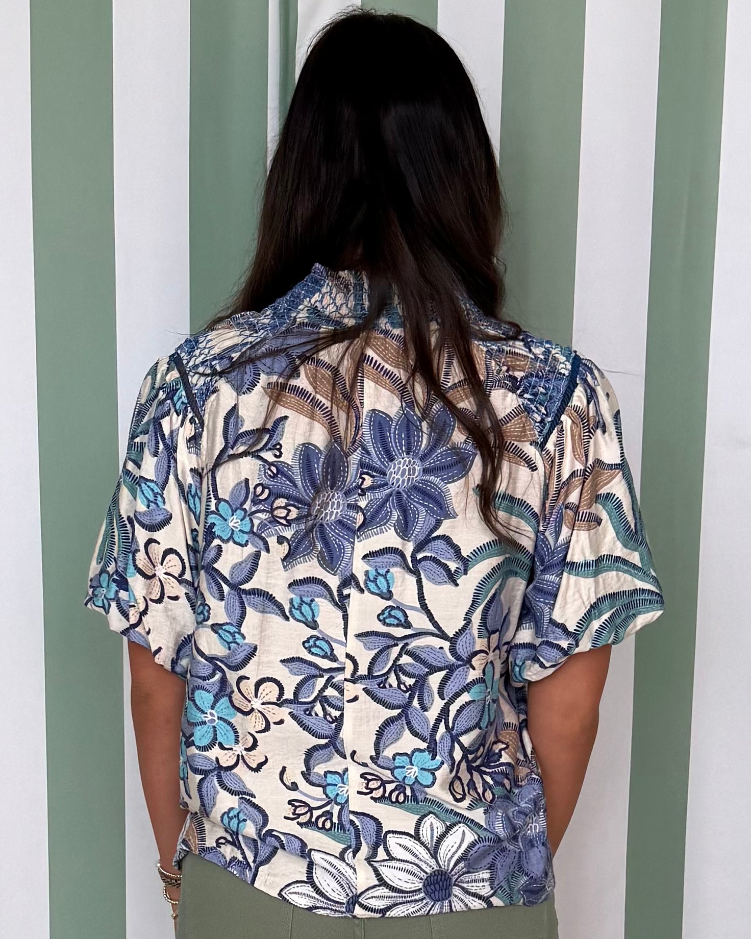Blooming Blues Navy Smocked Lace Top-Shop-Womens-Boutique-Clothing