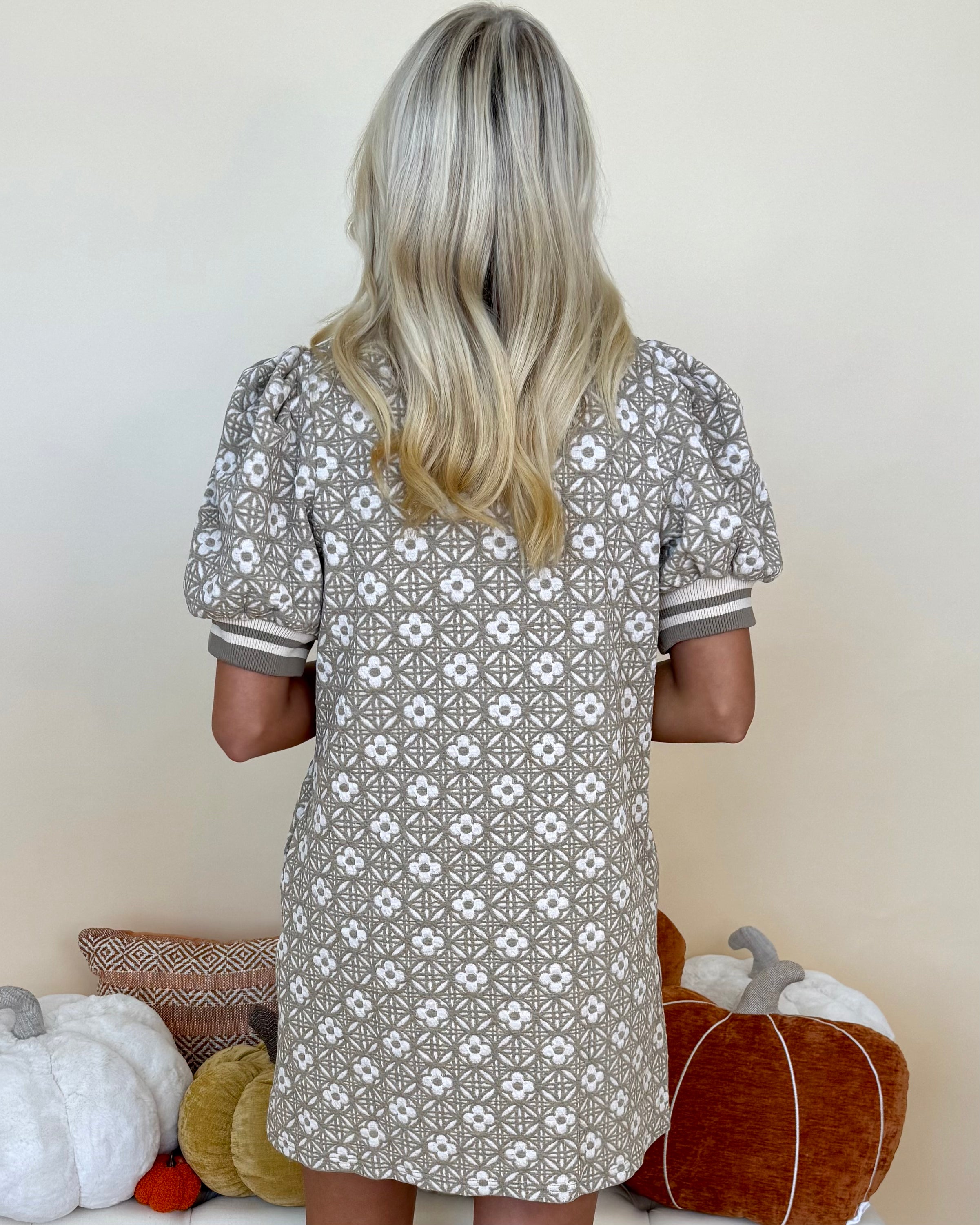 Casual Charm Mocha Floral Zip Dress-Shop-Womens-Boutique-Clothing