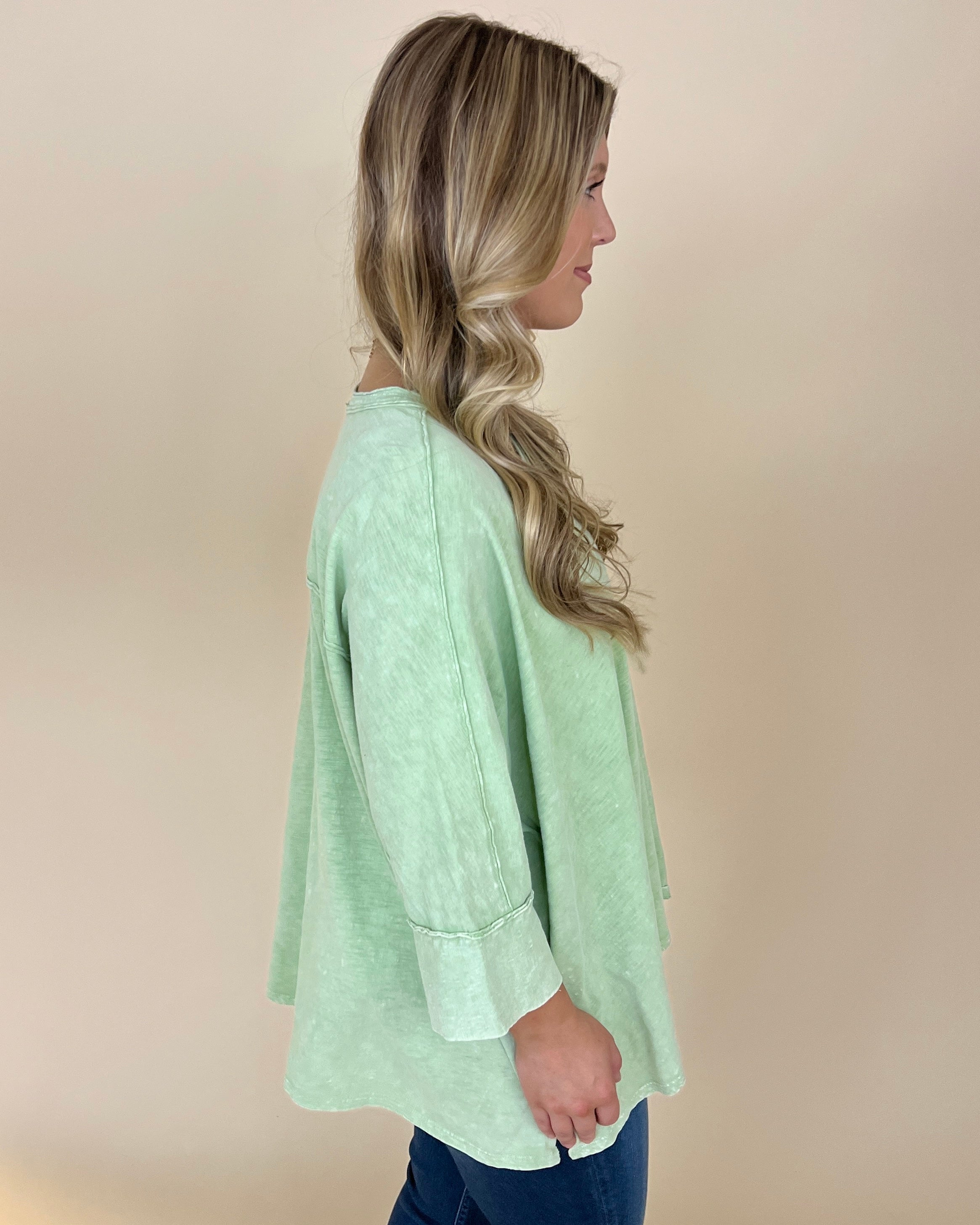 Seeking Sunshine Honeydew Mineral Wash Top-Shop-Womens-Boutique-Clothing