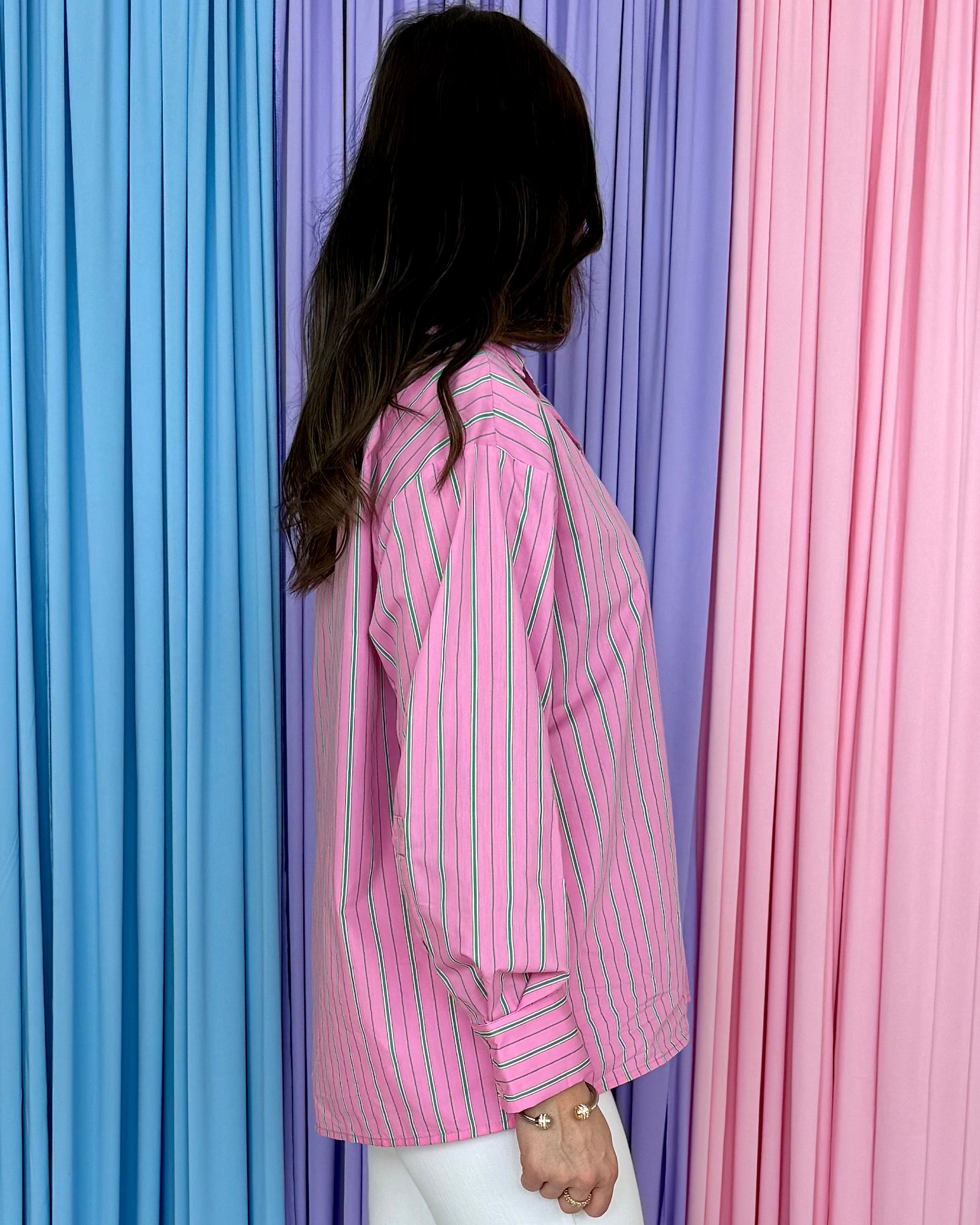 Yours Truly Pink Striped Button Down Top-Shop-Womens-Boutique-Clothing