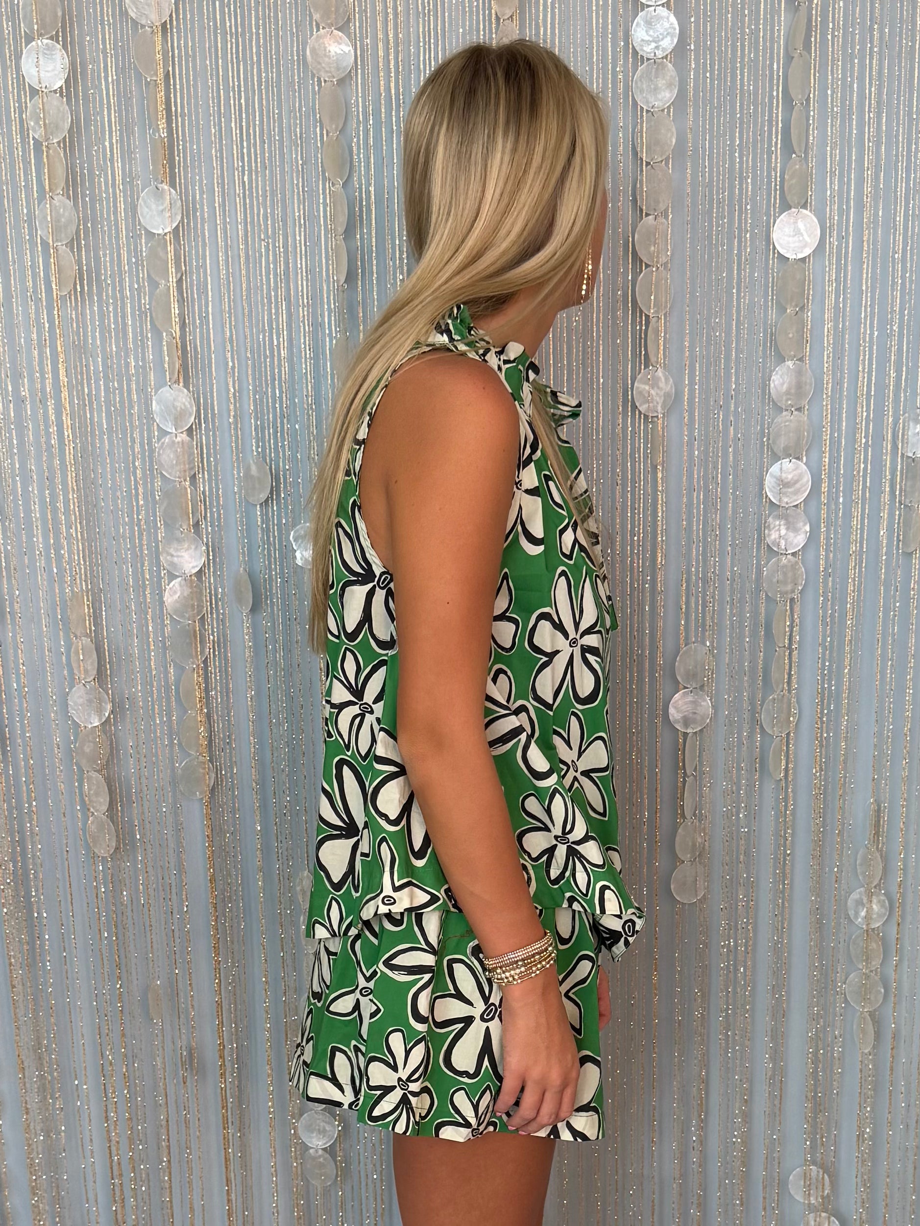 Golden Glow Green Floral Tie Neck Top-Shop-Womens-Boutique-Clothing