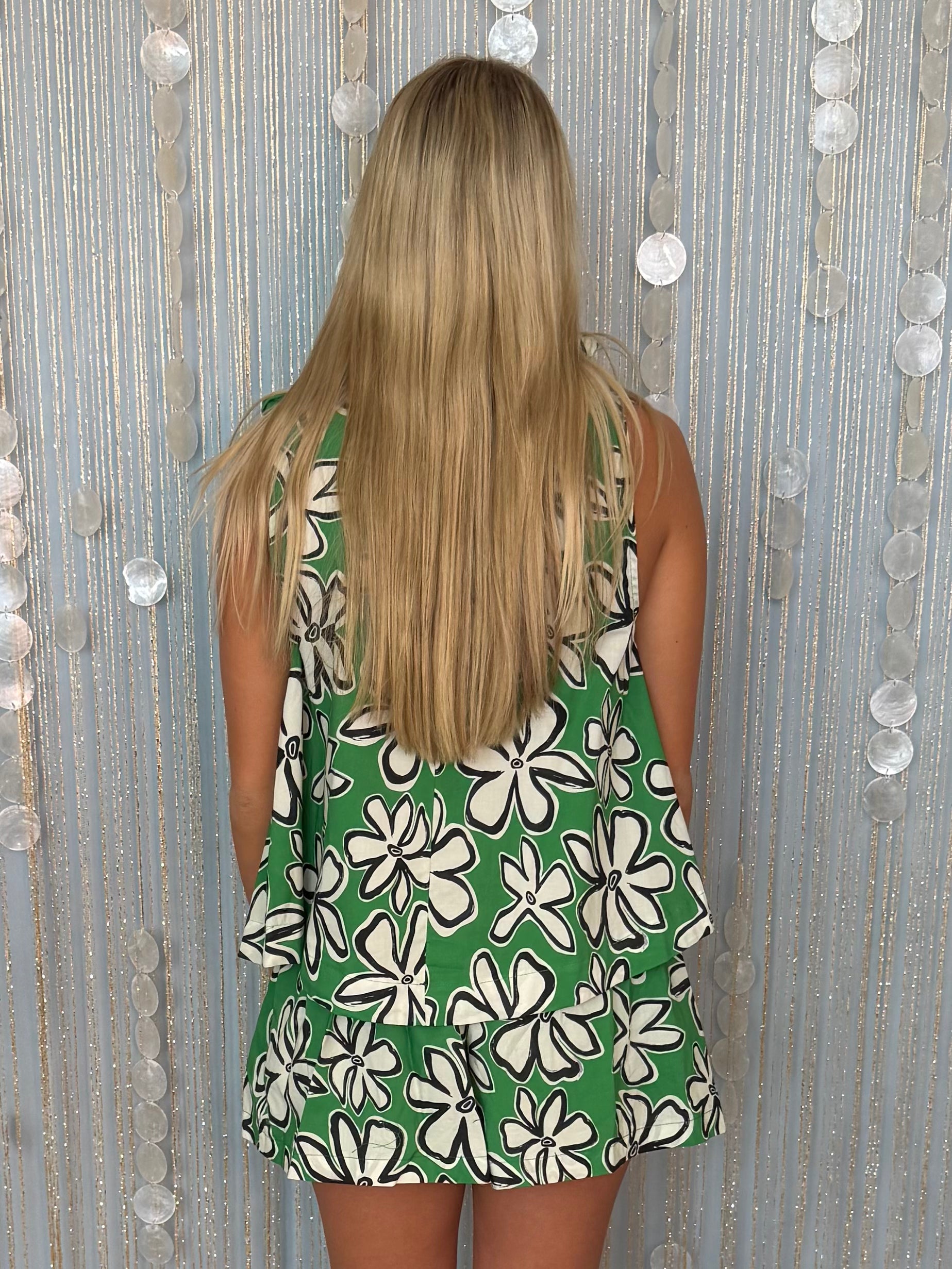 Golden Glow Green Floral Tie Neck Top-Shop-Womens-Boutique-Clothing