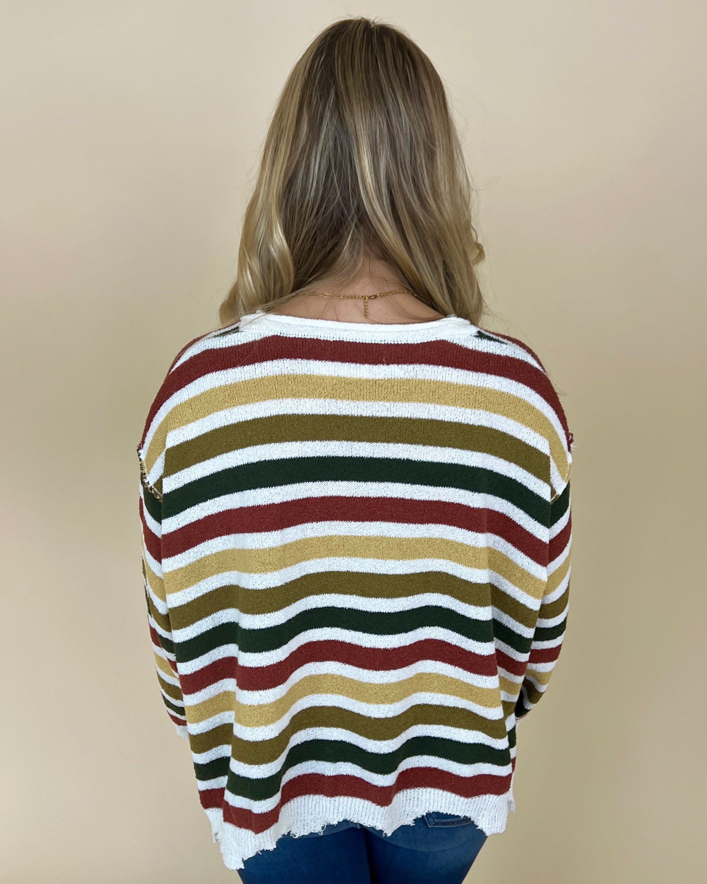 All You Need Olive/Brown Multi Thick Stripe Sweater-Shop-Womens-Boutique-Clothing
