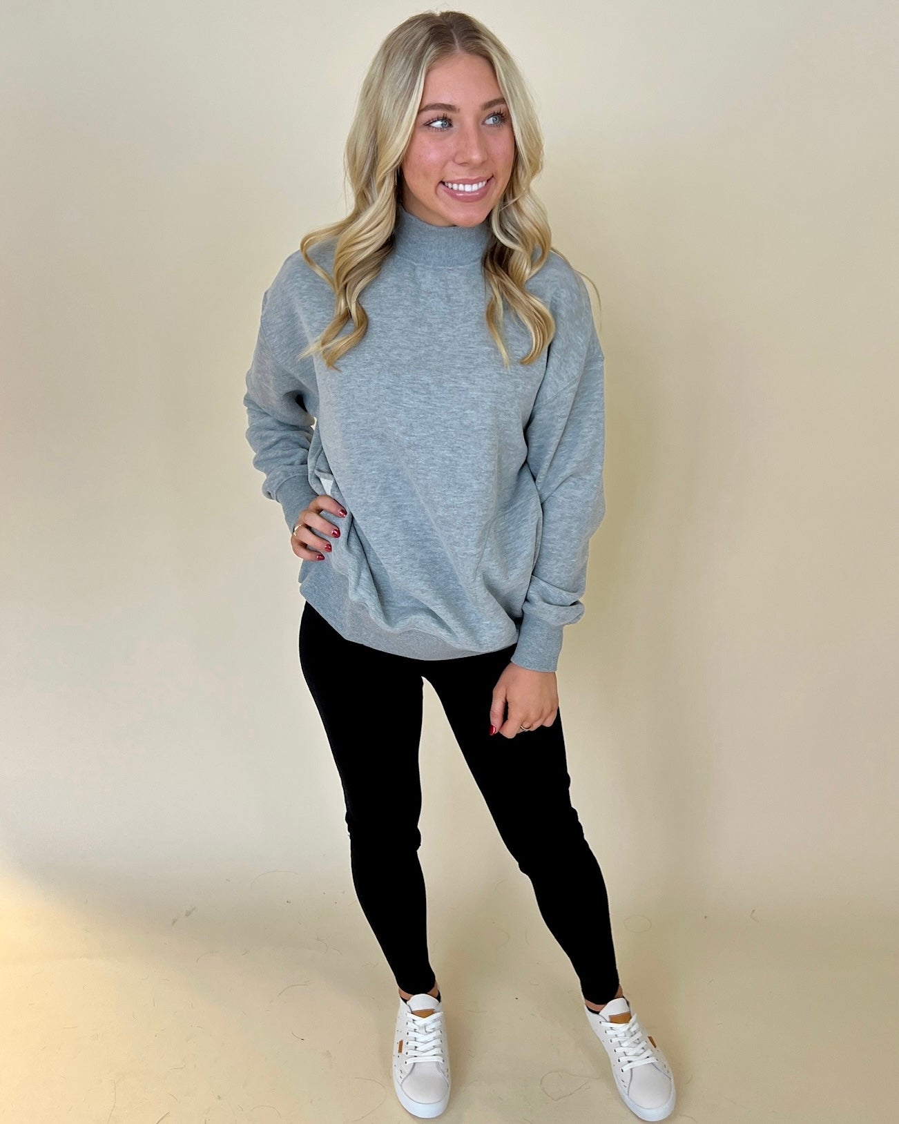 Staying In H Charcoal Ribbed Sweatshirt-Shop-Womens-Boutique-Clothing