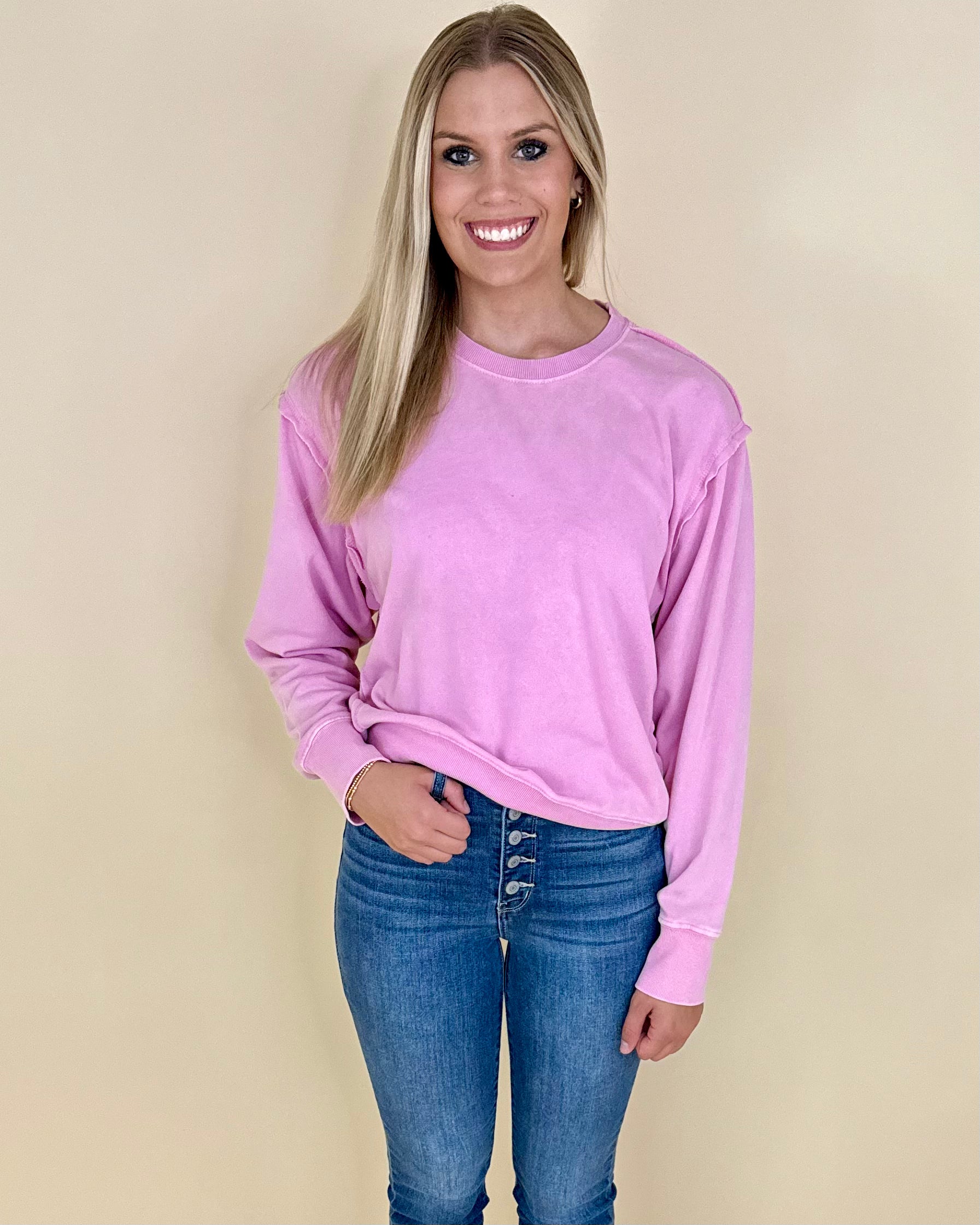 All Times Rose Pink Crew Sweatshirt-Shop-Womens-Boutique-Clothing