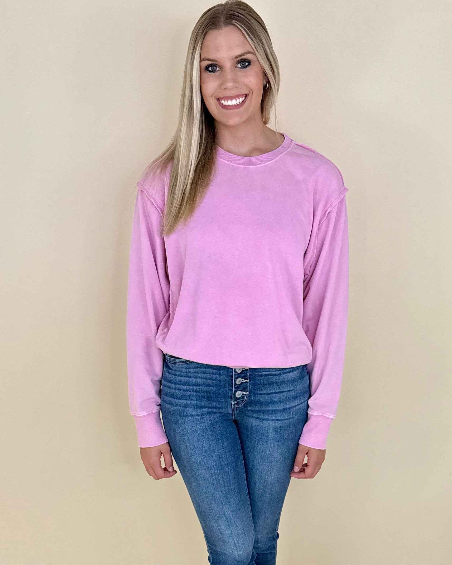All Times Rose Pink Crew Sweatshirt-Shop-Womens-Boutique-Clothing