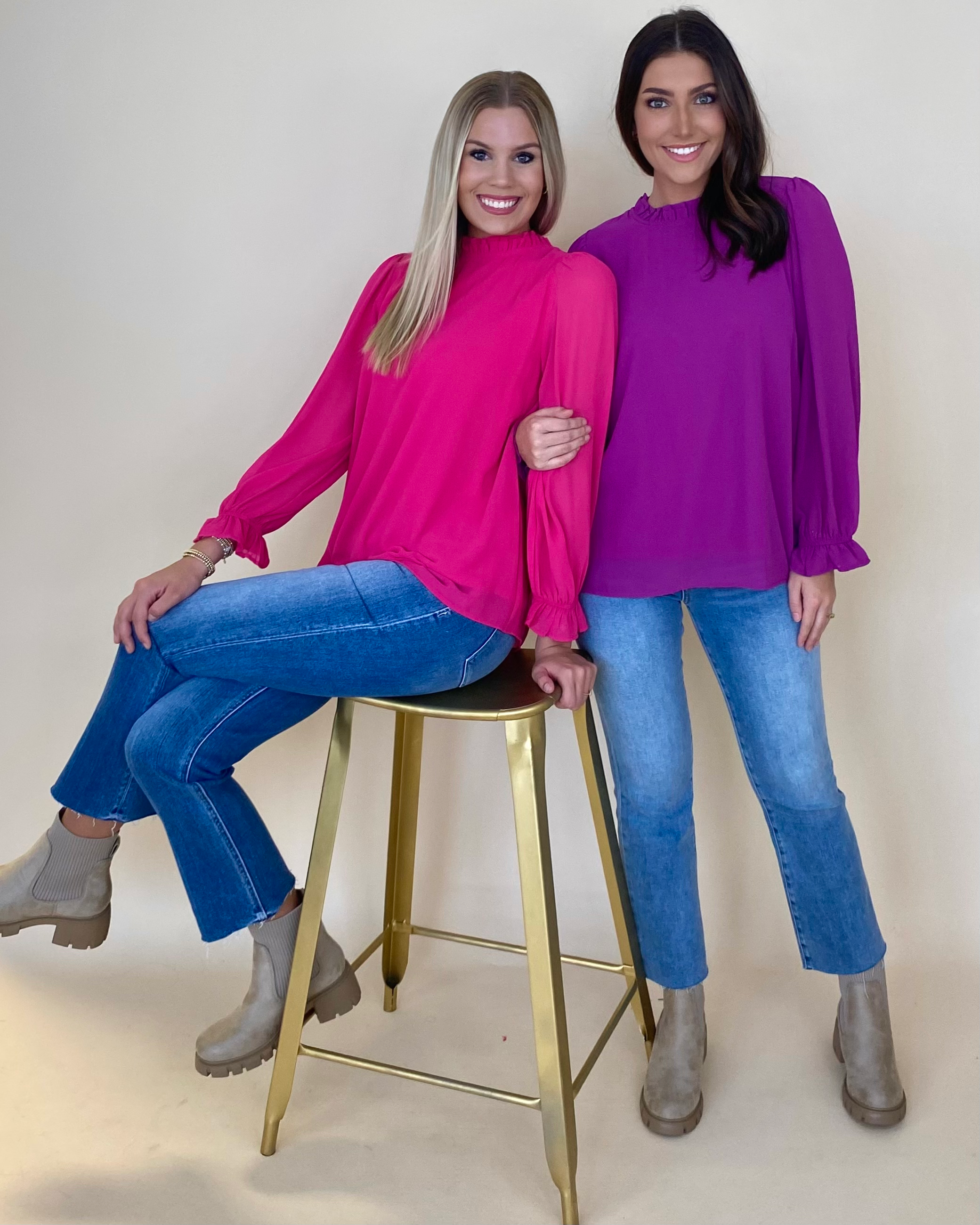 Tell Me All Fuchsia Ruffle Top-Shop-Womens-Boutique-Clothing
