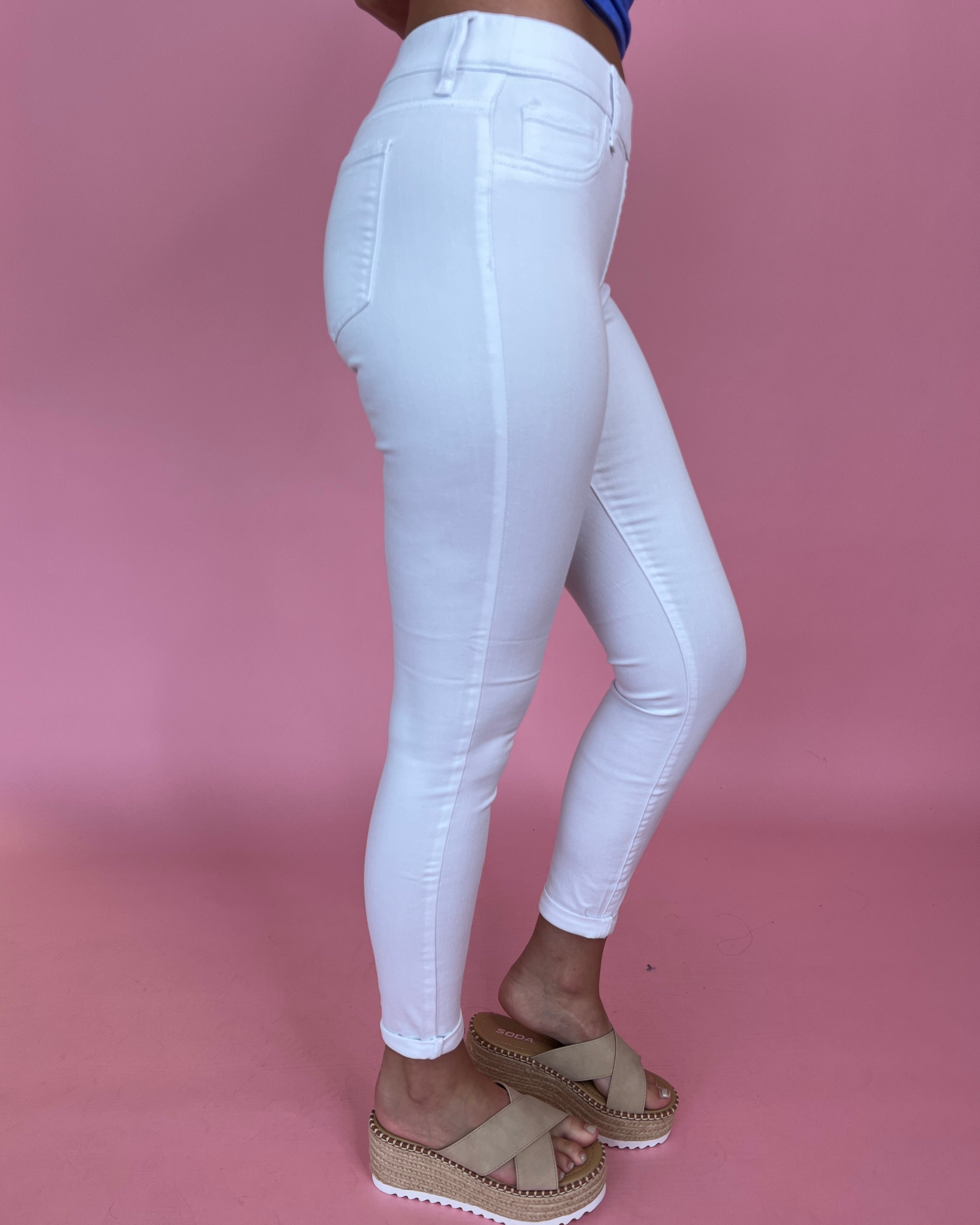 Casual Feelings White Pull On Skinny Jeans-Shop-Womens-Boutique-Clothing
